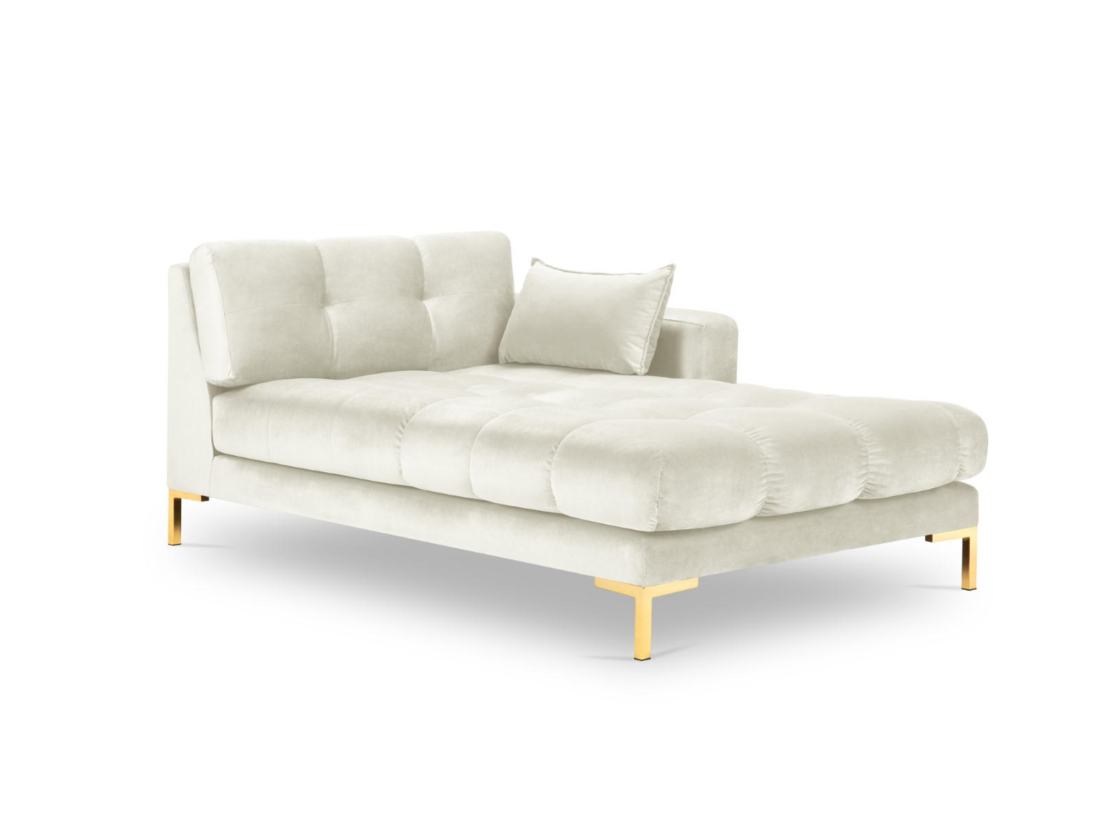 CHAISELONGUE rechts Mamaia aus Samt leichtes beige - Creme, Textil (102/75/185cm) - Micadoni