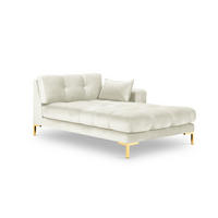 CHAISELONGUE rechts Mamaia aus Samt leichtes beige - Creme, Textil (102/75/185cm) - Micadoni