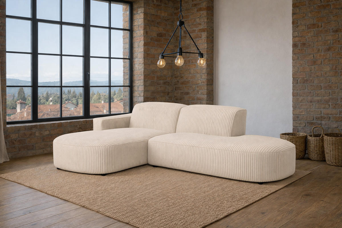 ECKSOFA Cursal Atelier, Stoff Poso, Beige, Links - Creme, Holz (284/166cm) - Kaiser Möbel