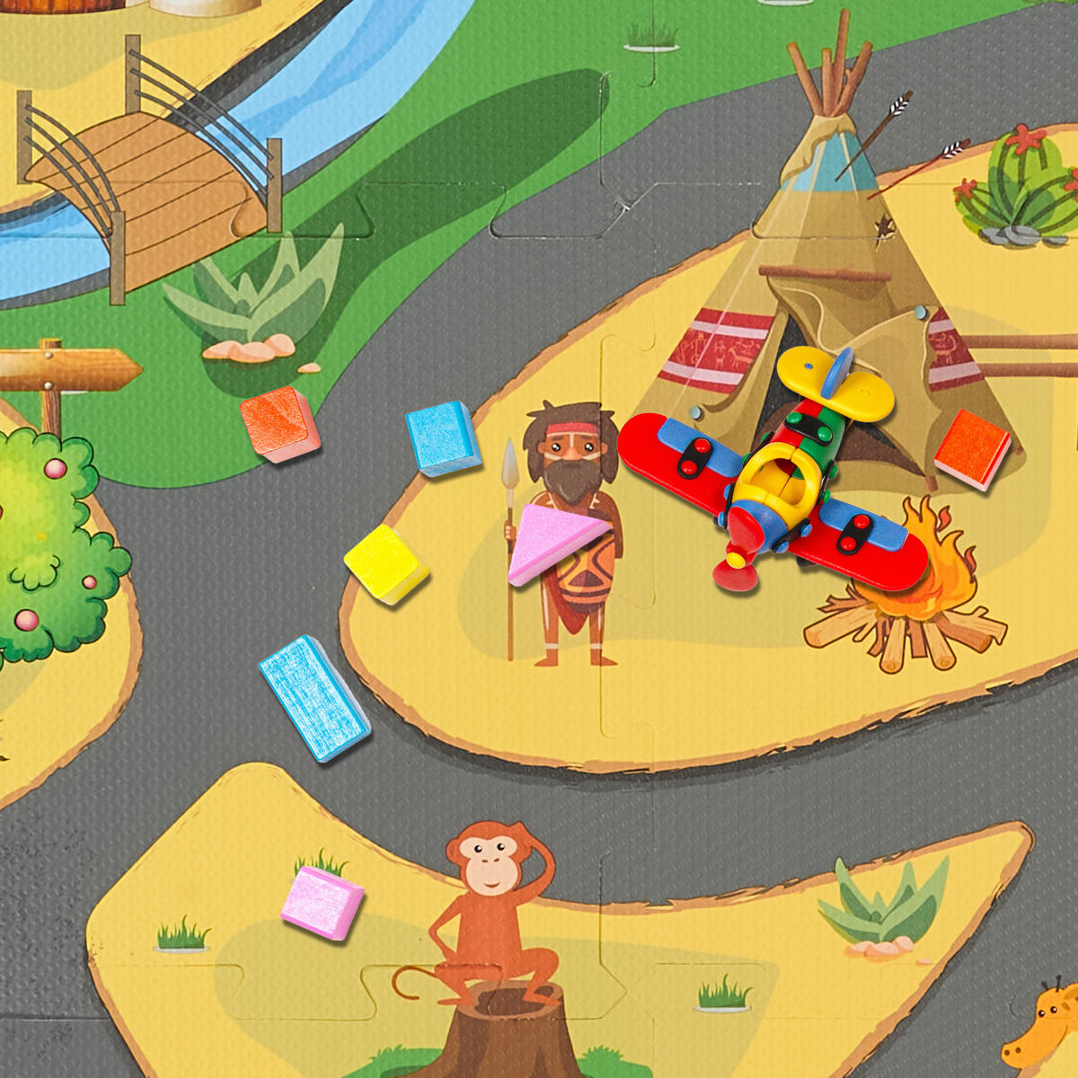 21-DIELNA detská podložka - viacfarebná, plast (89.5/89.5cm) - Relaxdays