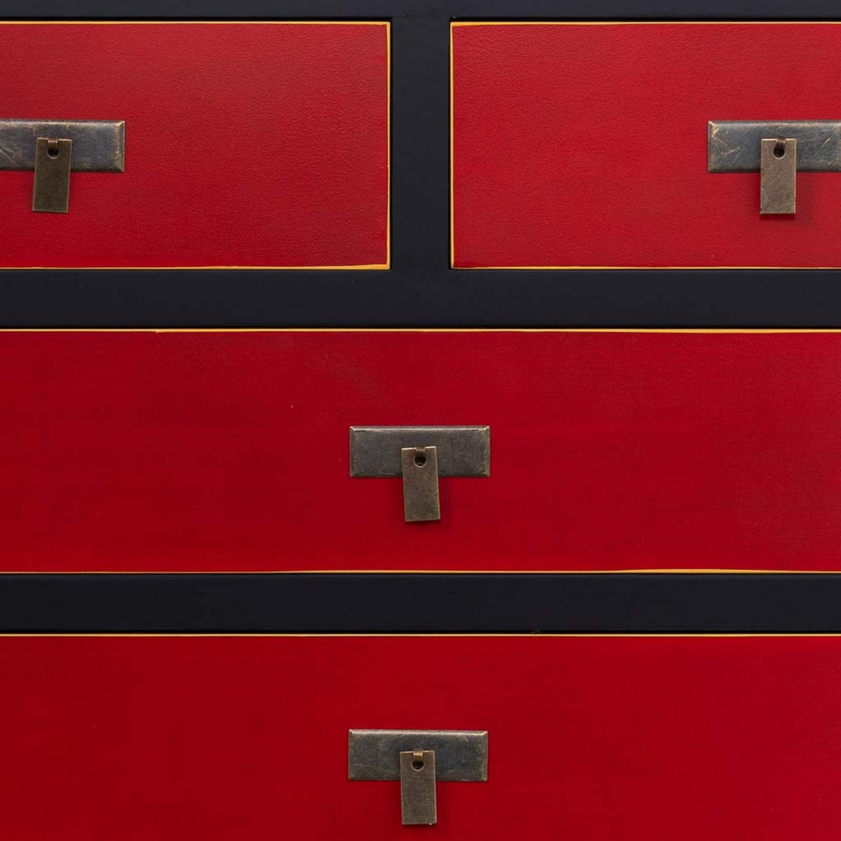 KOMMODE aus Holz mit 5 Schubladen 85x35x80 - Rot, Holz (85/80/35cm) - Wanderlust