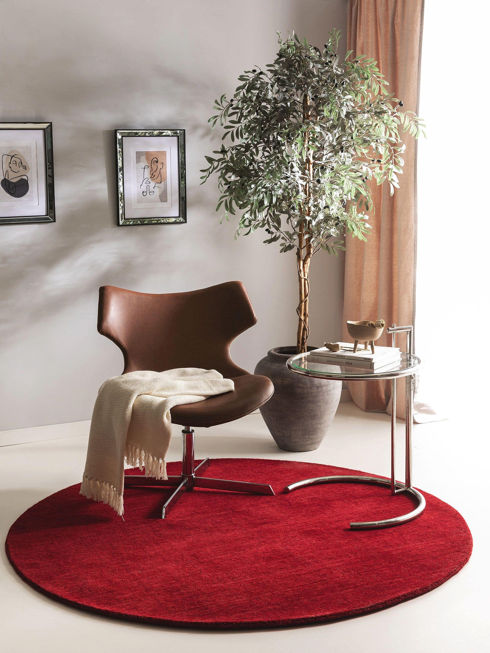 WOLLTEPPICH rund Jamal Rot ø 200 cm rund - Rot, Textil (200/200cm) - benuta Nest