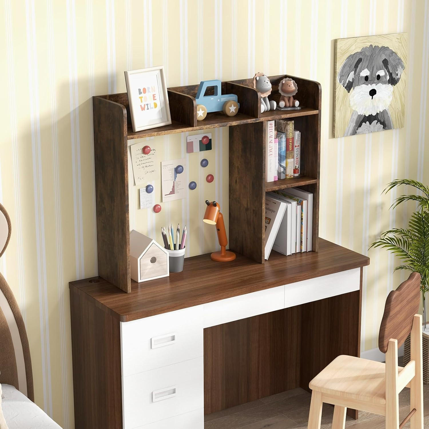 SCHREIBTISCHREGAL Braun - Braun, Holz (94/25/74cm) - COSTWAY