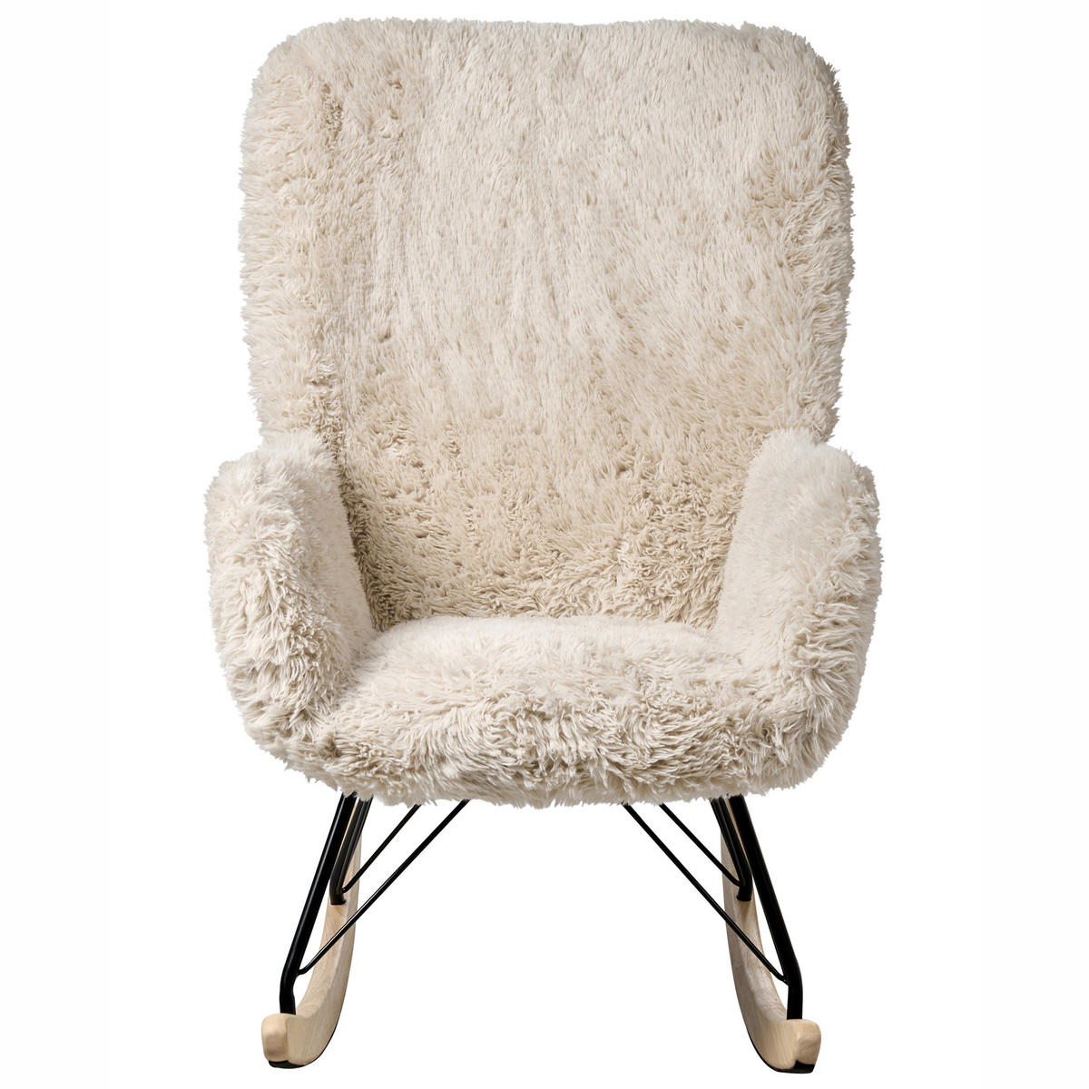 SCHAUKELSESSEL Webpelz Hellbeige Akra - Hellbraun, Textil (66/104/98cm) - Beliani