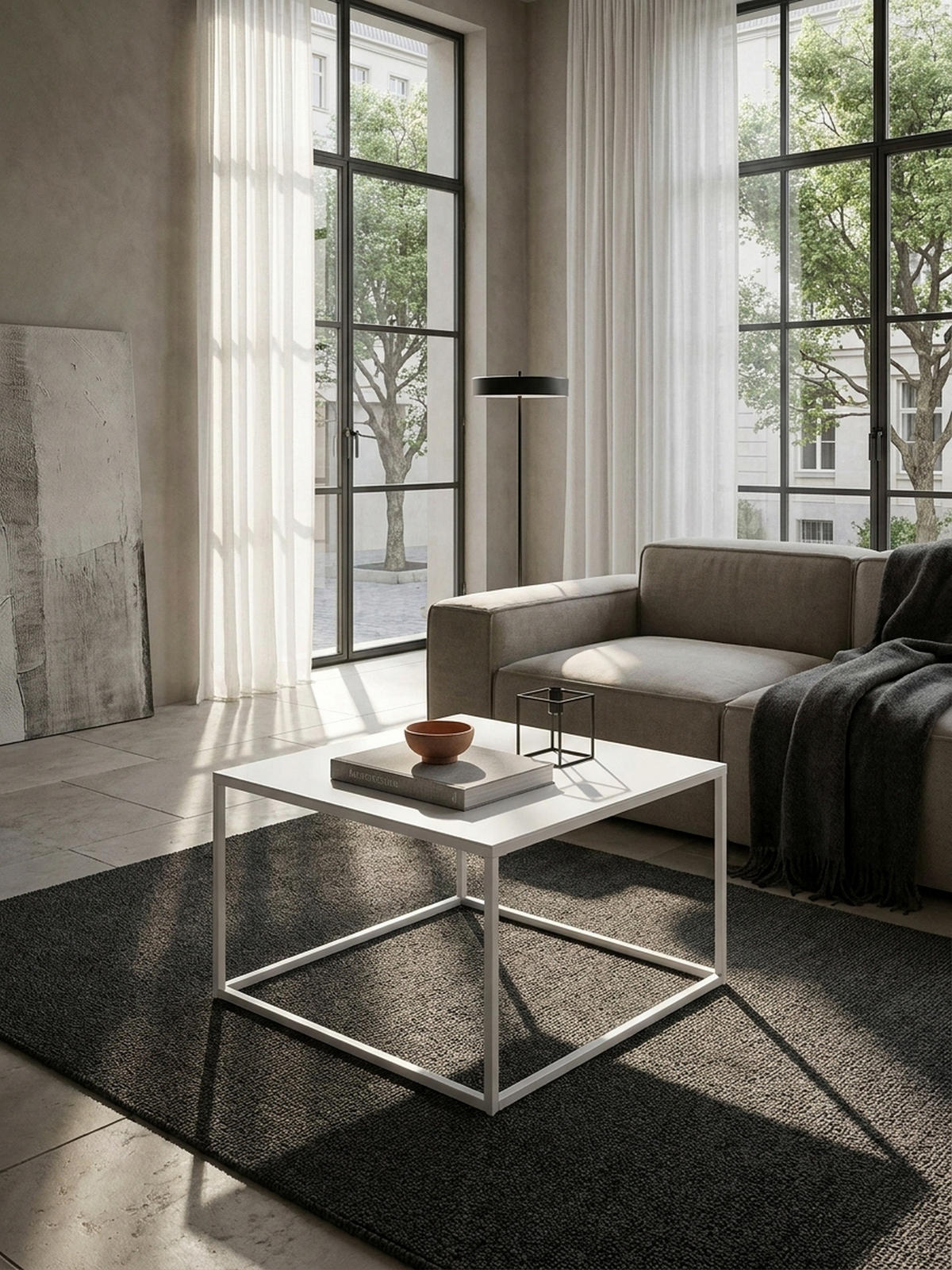 COUCHTISCH Weiß Metall Industrial 60x60x40 cm, Quadratisch - Weiß, Metall (60/60/40cm) - KADIMA DESIGN