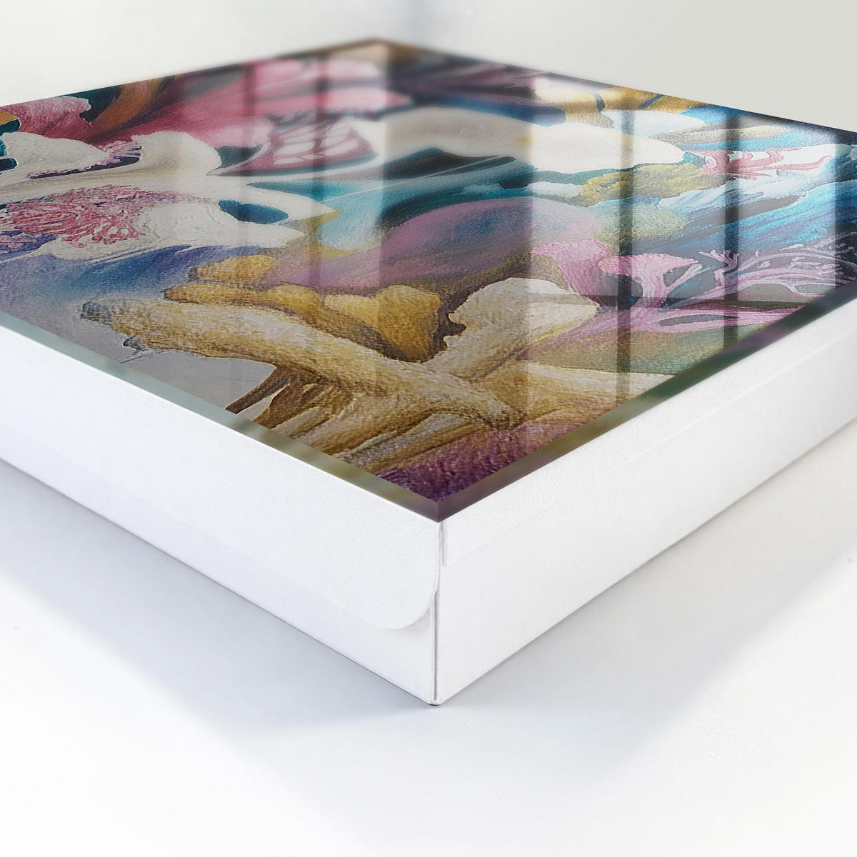 SCHLÜSSELBOX Weiß 30x30 cm – Türöffnung nach rechts - Abstrakte Natur - Pink, Metall (30/30/5cm) - TULUP