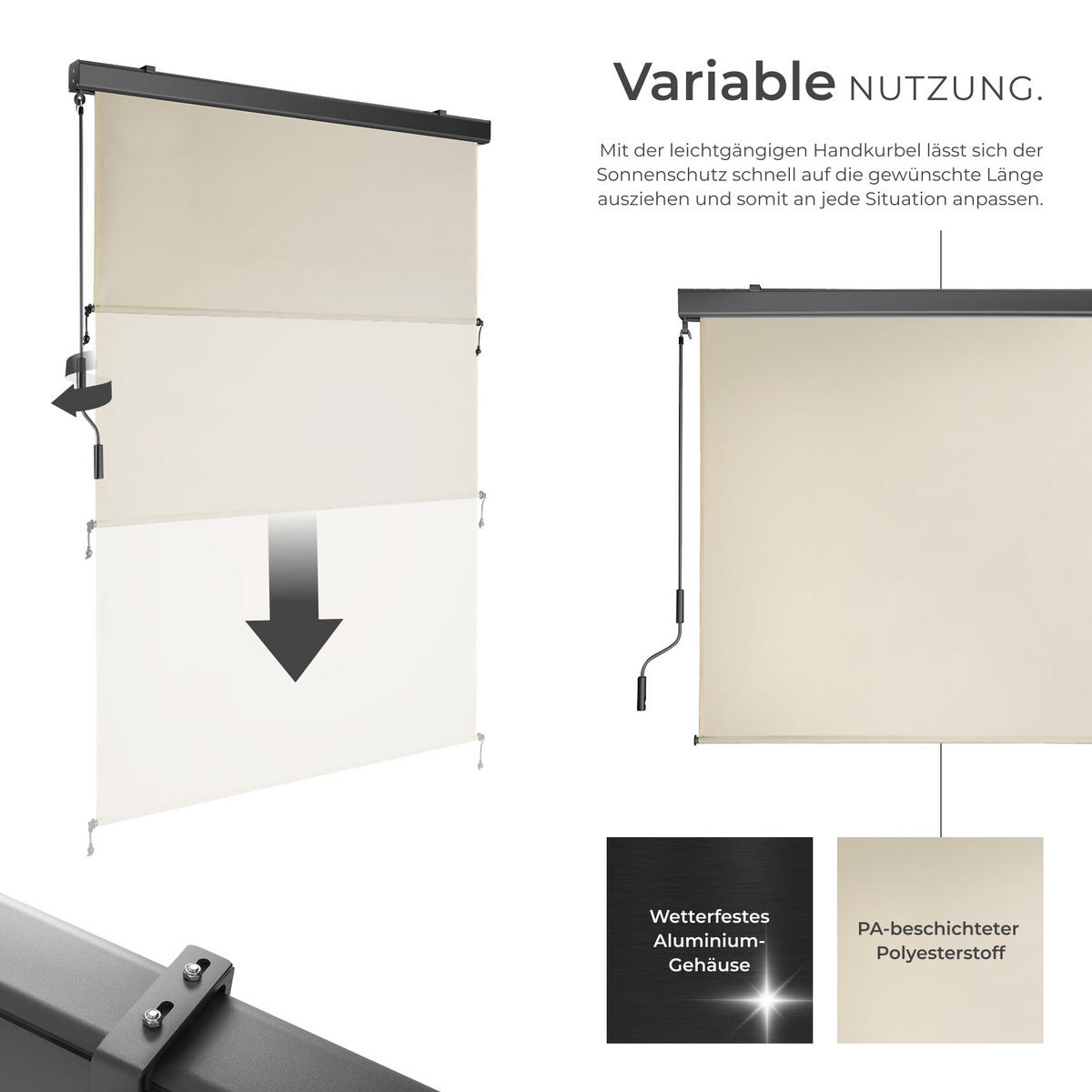 SENKRECHTMARKISE Eloise, inkl. Wandhaltern, beige - Beige, Textil (120/250cm) - tectake