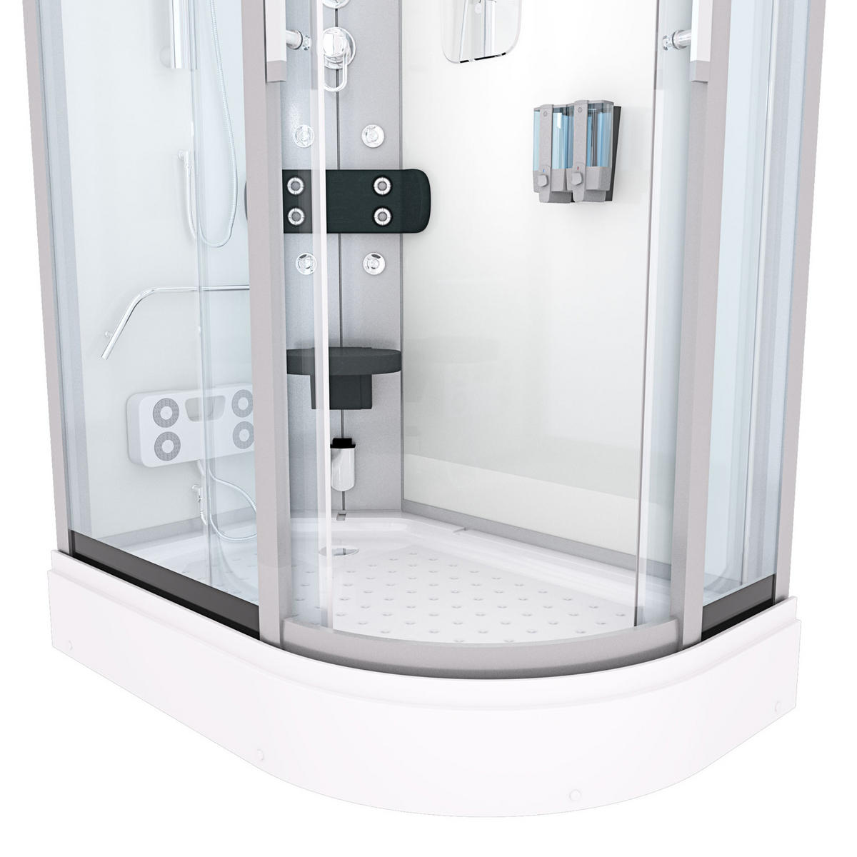 DUSCHE Duschkabine D60-70T0R Weiß 80x120 - Weiß, Glas/Kunststoff (80/120/215cm) - AcquaVapore by Sandra Jentho