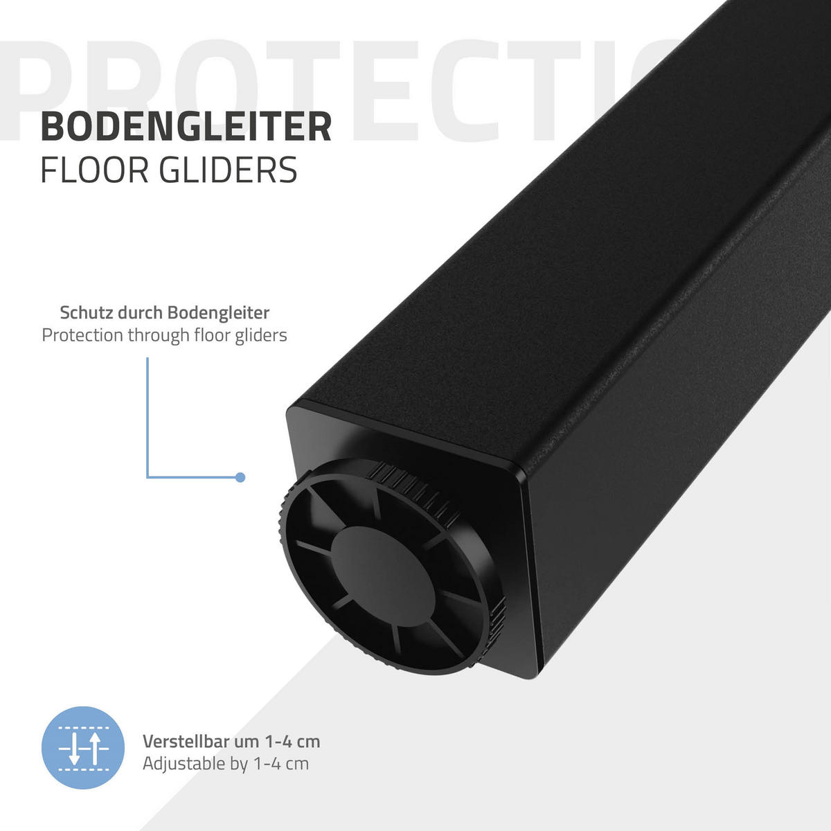 TISCHBEINE 4er Set I-Design H:42 cm Schwarz 4x4 cm - Schwarz, Metall (4/42/4cm) - ML-DESIGN