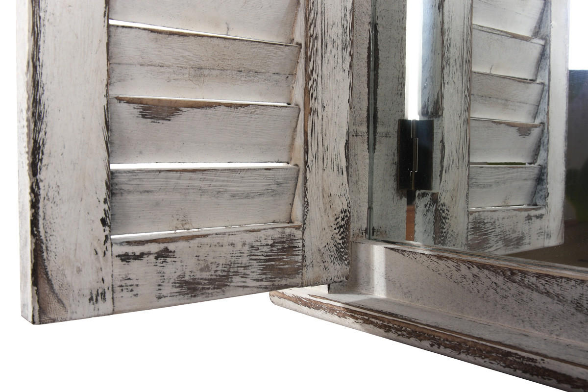 WANDSPIEGEL MIT FENSTERLÄDEN Weiß - Weiß, Holz (42/53/5cm) - MCW