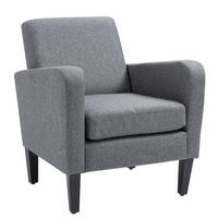 POLSTERSESSEL 66/72/74 cm in Hellgrau mit Holzfüßen und Leinenoptik - Hellgrau, Textil (72/74/66cm) - BEAOK