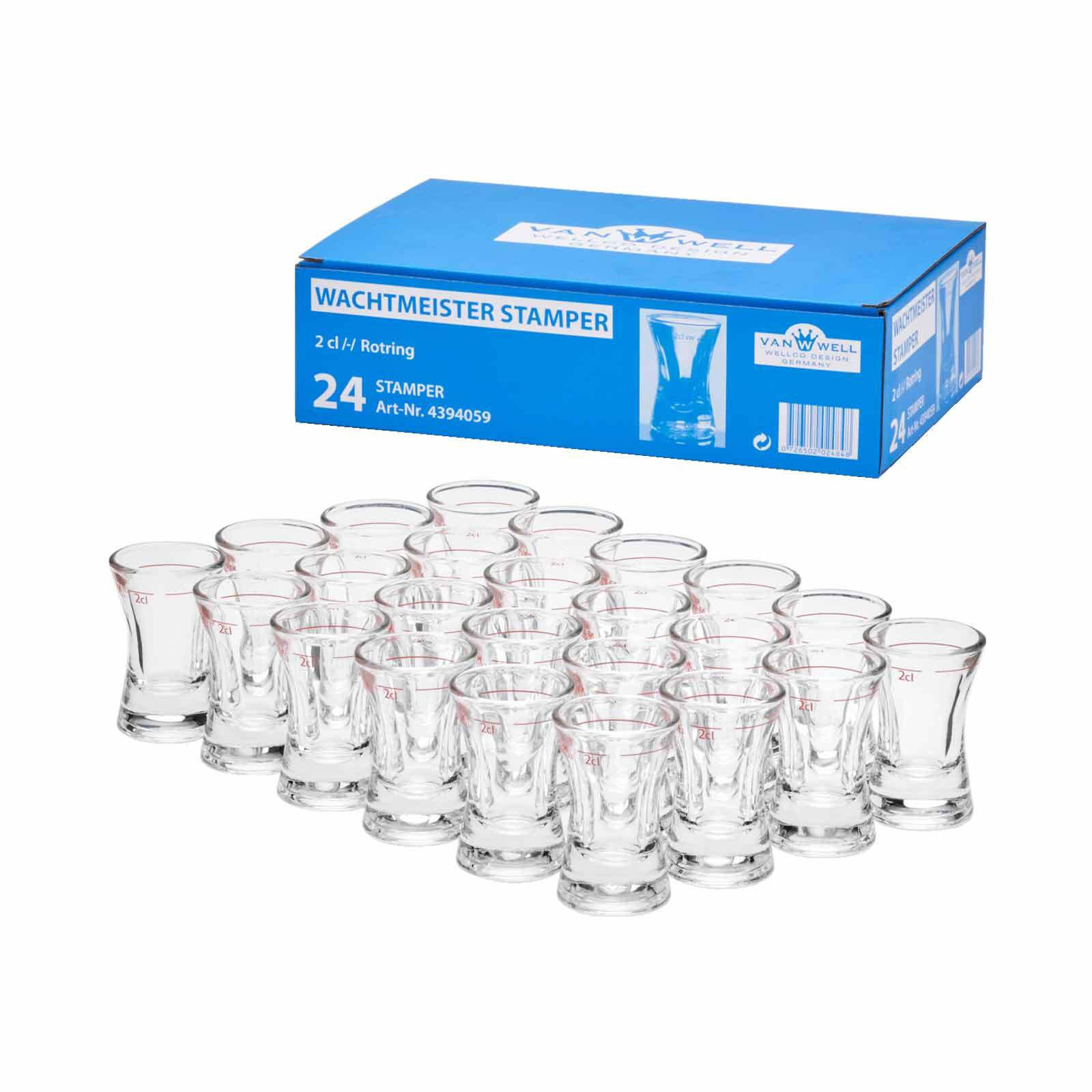 STAMPER GEEICHT MIT ROTRING Wachtmeister transparent 2 cl 24er Set - Transparent, Glas (0.02L) - Van Well