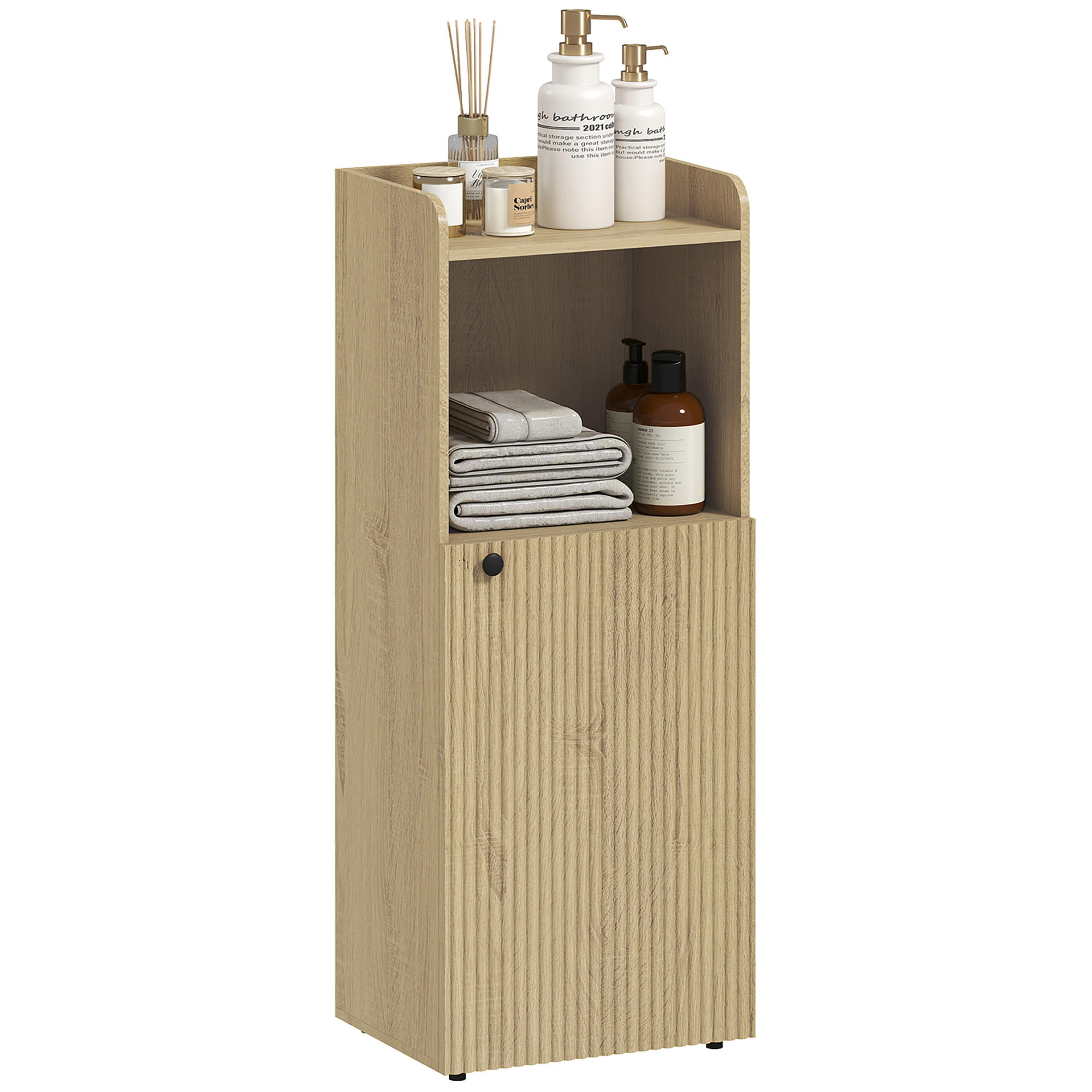 BADEZIMMERSCHRANK DE-08512 mit verstellbarem Regal Gelbeiche - Eichefarben, Holzwerkstoff (31/104/40cm) - ComfortXL