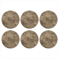 GLASUNTERSETZER 6er-Set Rund Marmor - Braun - Glitter 10x10 cm - Braun, Naturmaterialien (10/0.2cm) - MuchoWow
