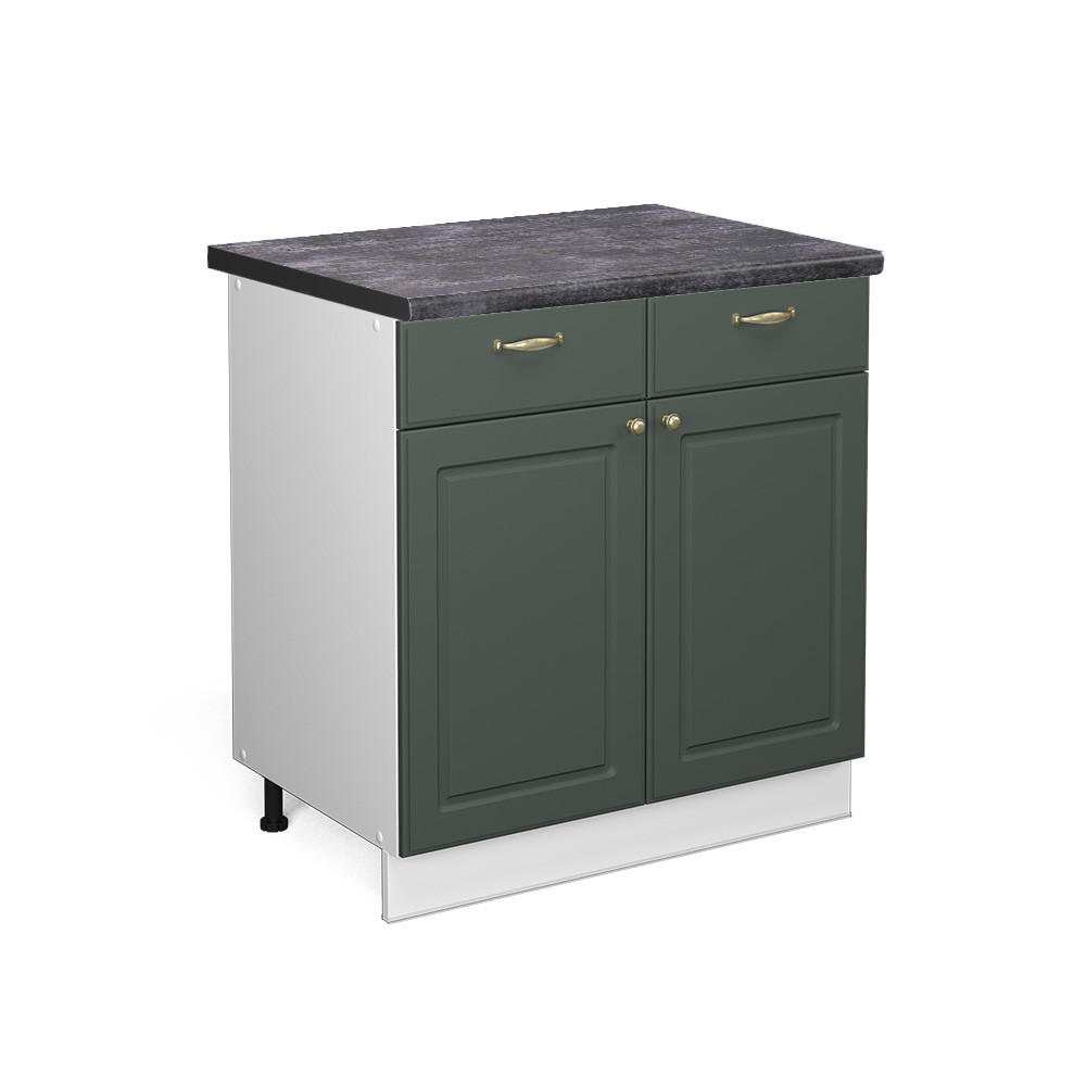 KÜCHENUNTERSCHRANK Fame-Line Grün-Gold Landhaus 80 cm, AP Anthrazit - Weiß/Grün, Holzwerkstoff (80/82/60cm) - Vicco