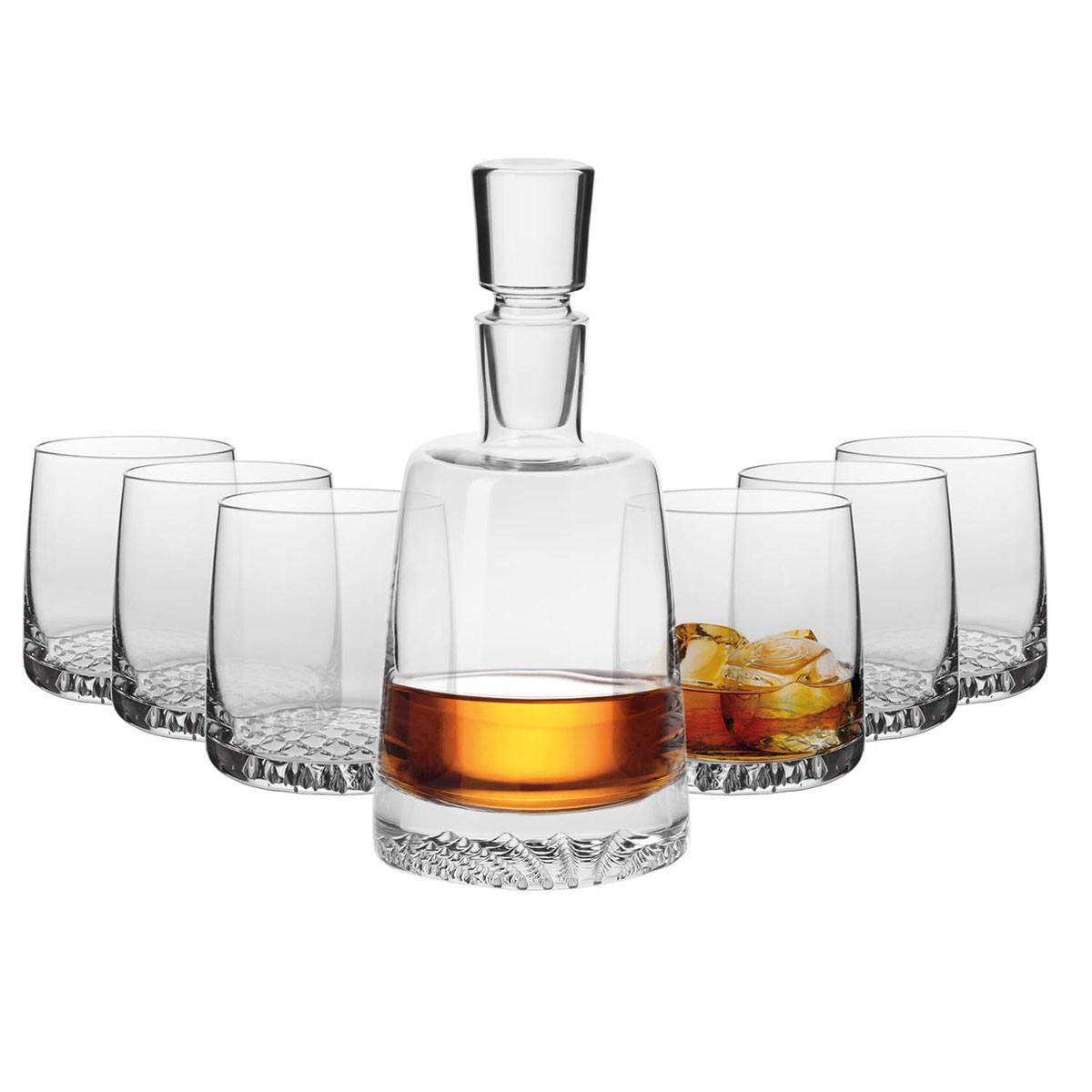 WHISKY SET Fjord, 7er-Set, 950 ml / 370 ml, Hangemacht - Transparent, Glas (0.95L) - Krosno Glass