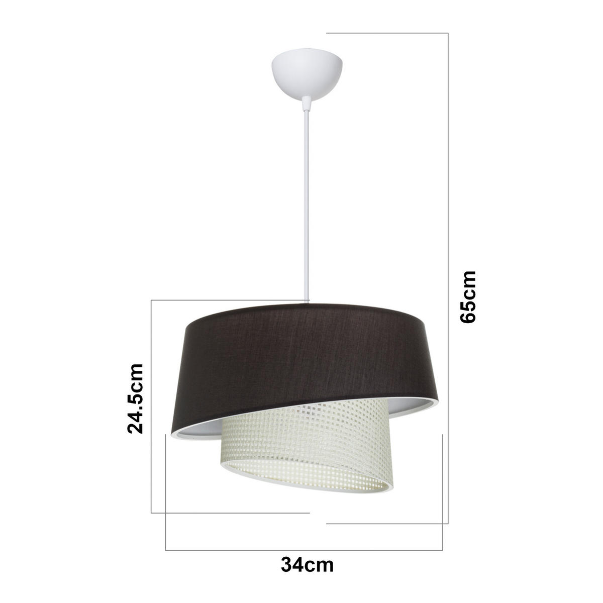 HÄNGELEUCHTE Wigan - Dunkelgrau/Weiß, Kunststoff/Textil (34/34/65cm) - lux.pro