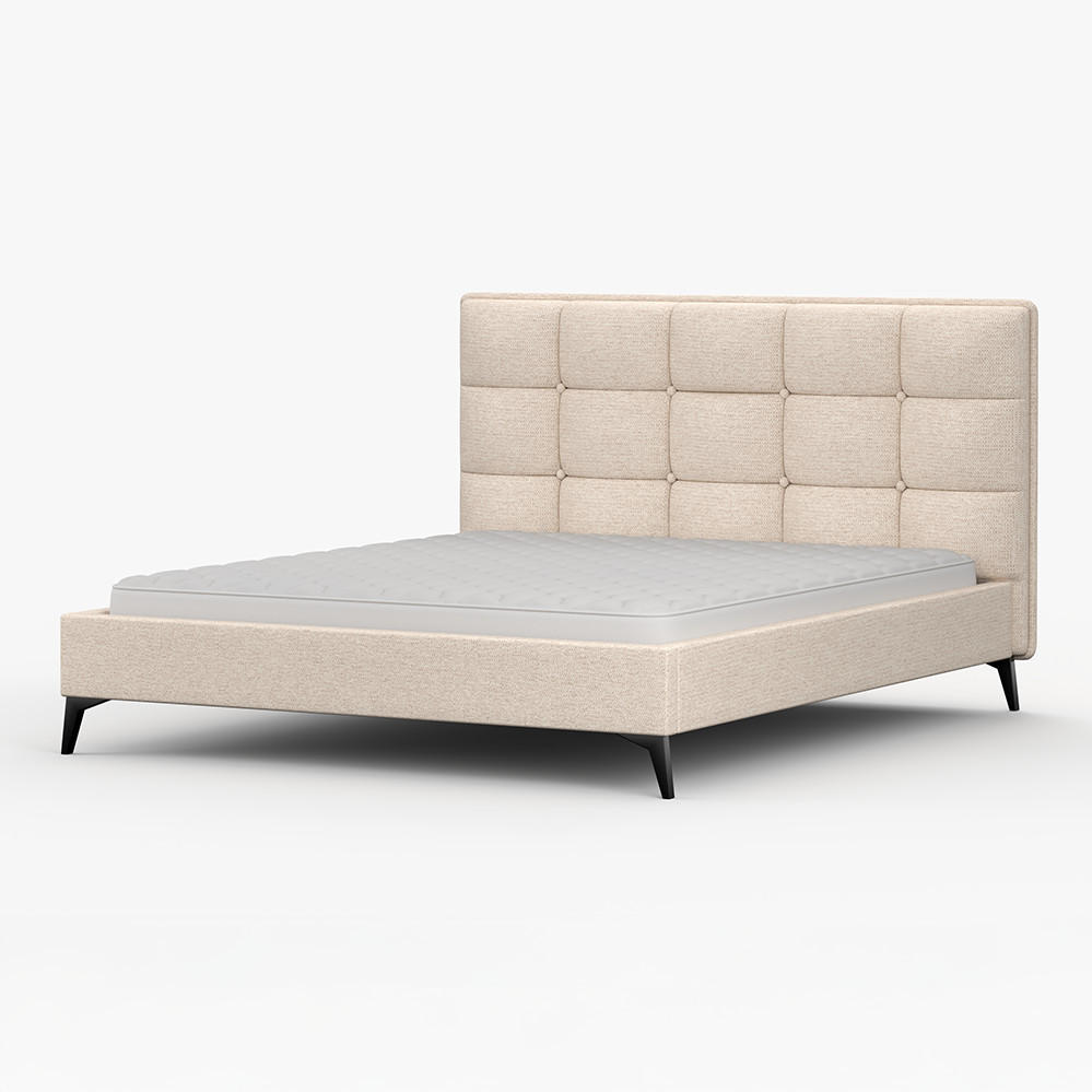 POLSTERBETT SISI, Lattenrost, ohne Bettkasten, gepolsterte Kopfstütze 160/200 in Creme - Creme/Schwarz, Holz/Textil (160/200cm) - imoebel24