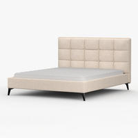 POLSTERBETT SISI, Lattenrost, ohne Bettkasten, gepolsterte Kopfstütze 160/200 in Creme - Creme/Schwarz, Holz/Textil (160/200cm) - imoebel24