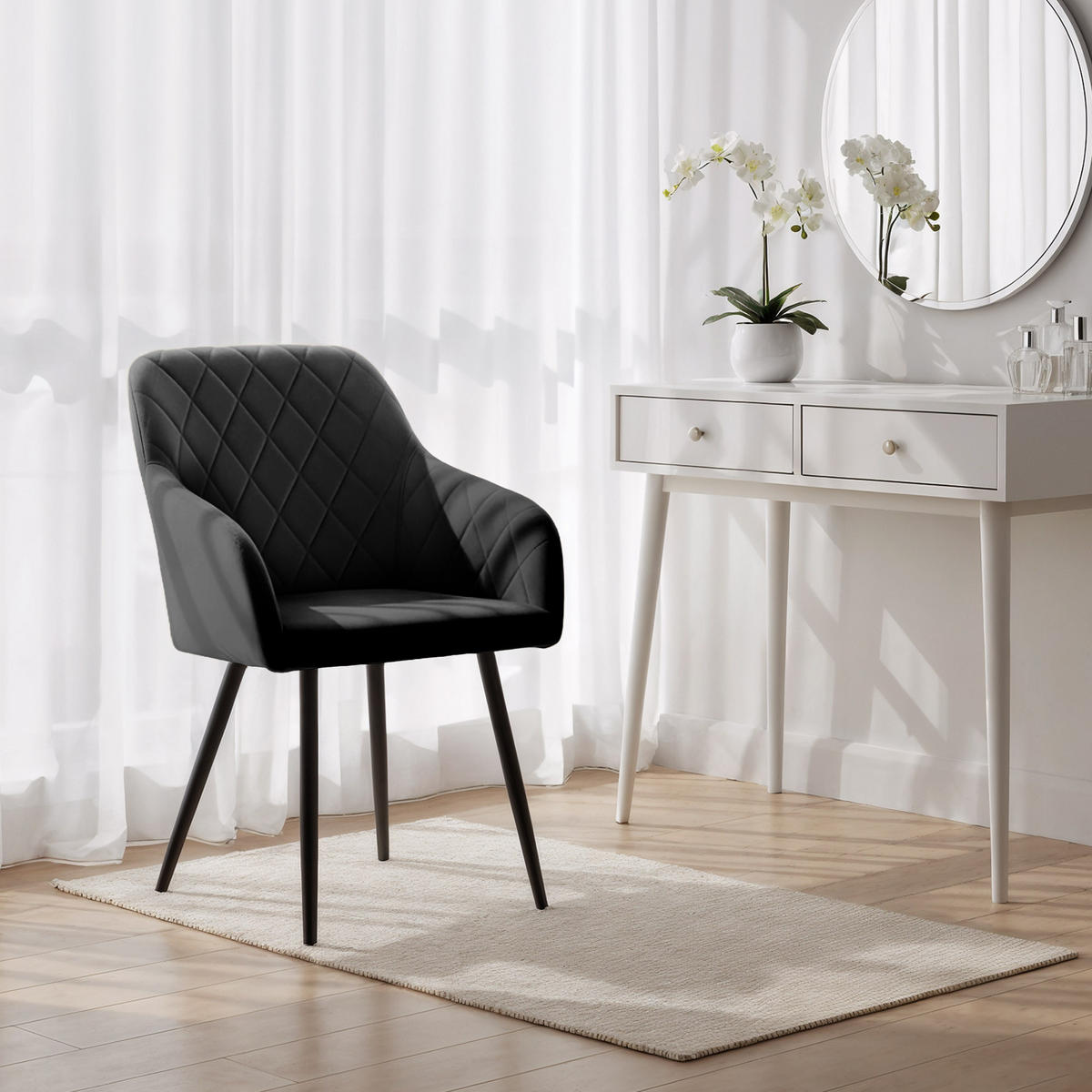ČALÚNENÁ STOLIČKA, sada 6 ks, kovové nohy, čierna 54,5/82/58 - čierna, textil (55/82/52cm) - RAUMHIRSCH FURNITURE