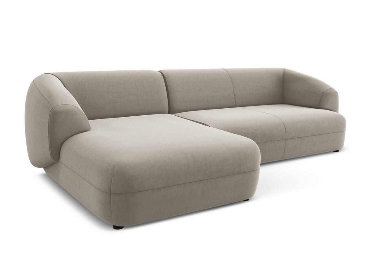 ECKSOFA Links Samt Stoff Grau - Taupe/Schwarz, Kunststoff/Textil (156/280cm) - Makamii
