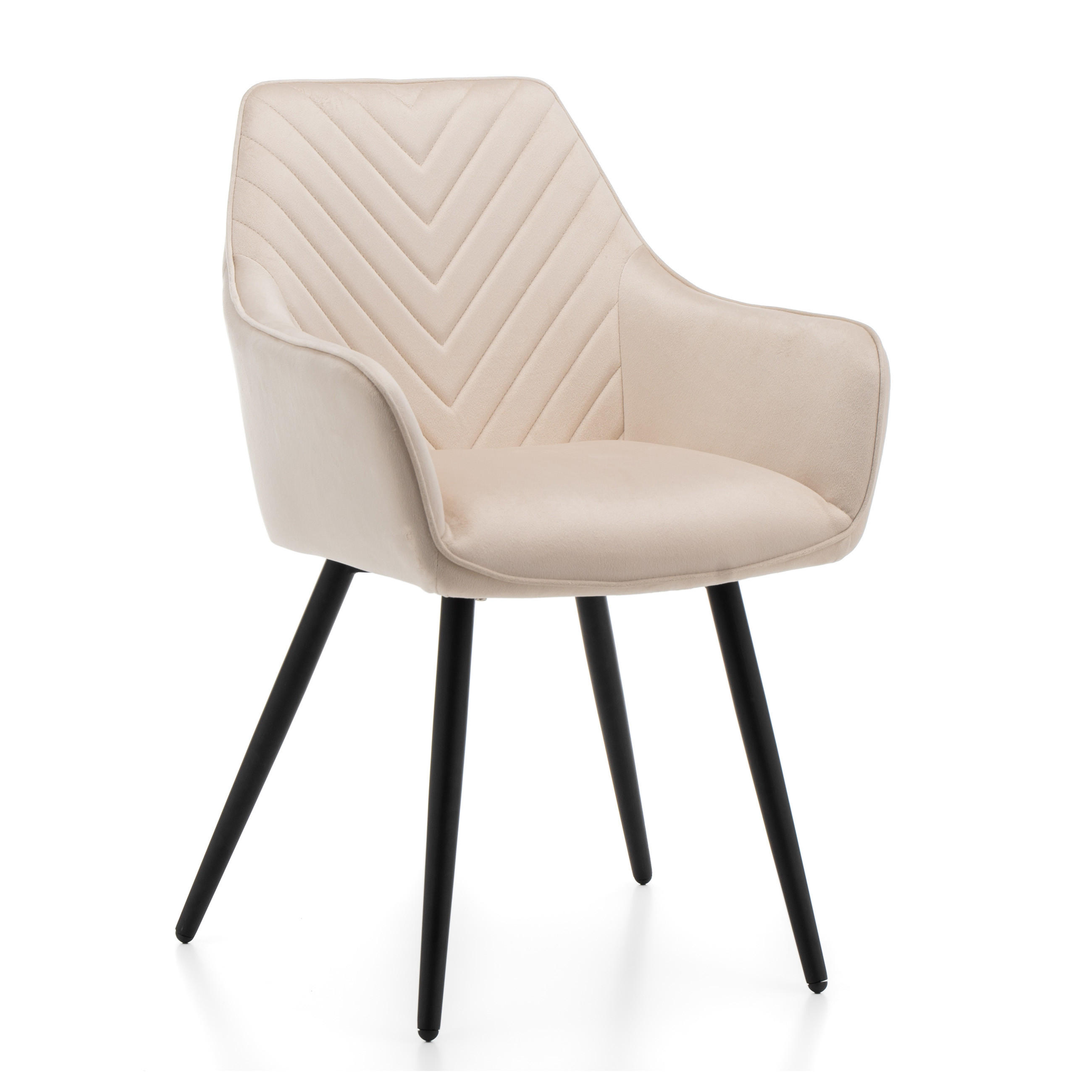 STUHL VASTO gepolstert mit Steppung - beige - Samt Velours - Ecru/Beige, Textil/Metall (58/87/60cm) - NEW HOME