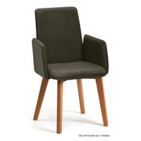 ARMLEHNSTUHL (2er-Set) Darcie 52x92x60 Eiche geölt/Khaki - Dunkelgrün/Eichefarben, Kunststoff (60/92/52cm) - 58aufmkessel