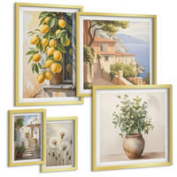 BILDER SET 5er Set - 50x50 cm & 20x30 cm & 40x60 cm Goldrahmen - Lemon Streets Meerblick - Goldfarben, Kunststoff (40/60cm) - TULUP