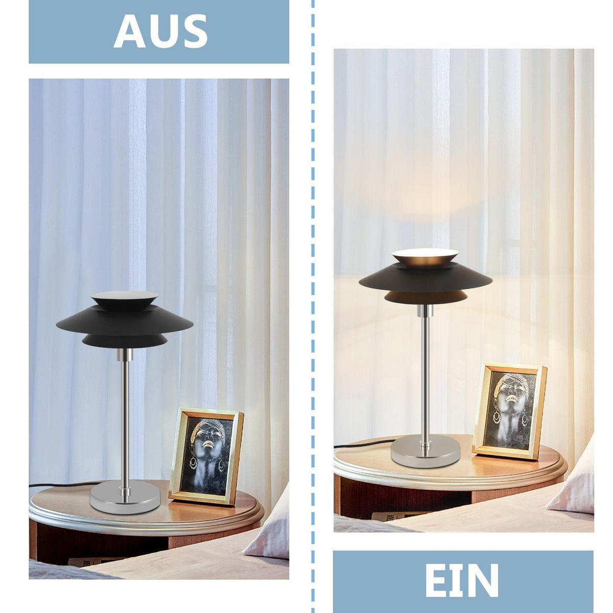 TISCHLEUCHTE Blumenfee 28/28/44.5 cm - Schwarz, Metall (28/28/44.5cm) - Nettlife