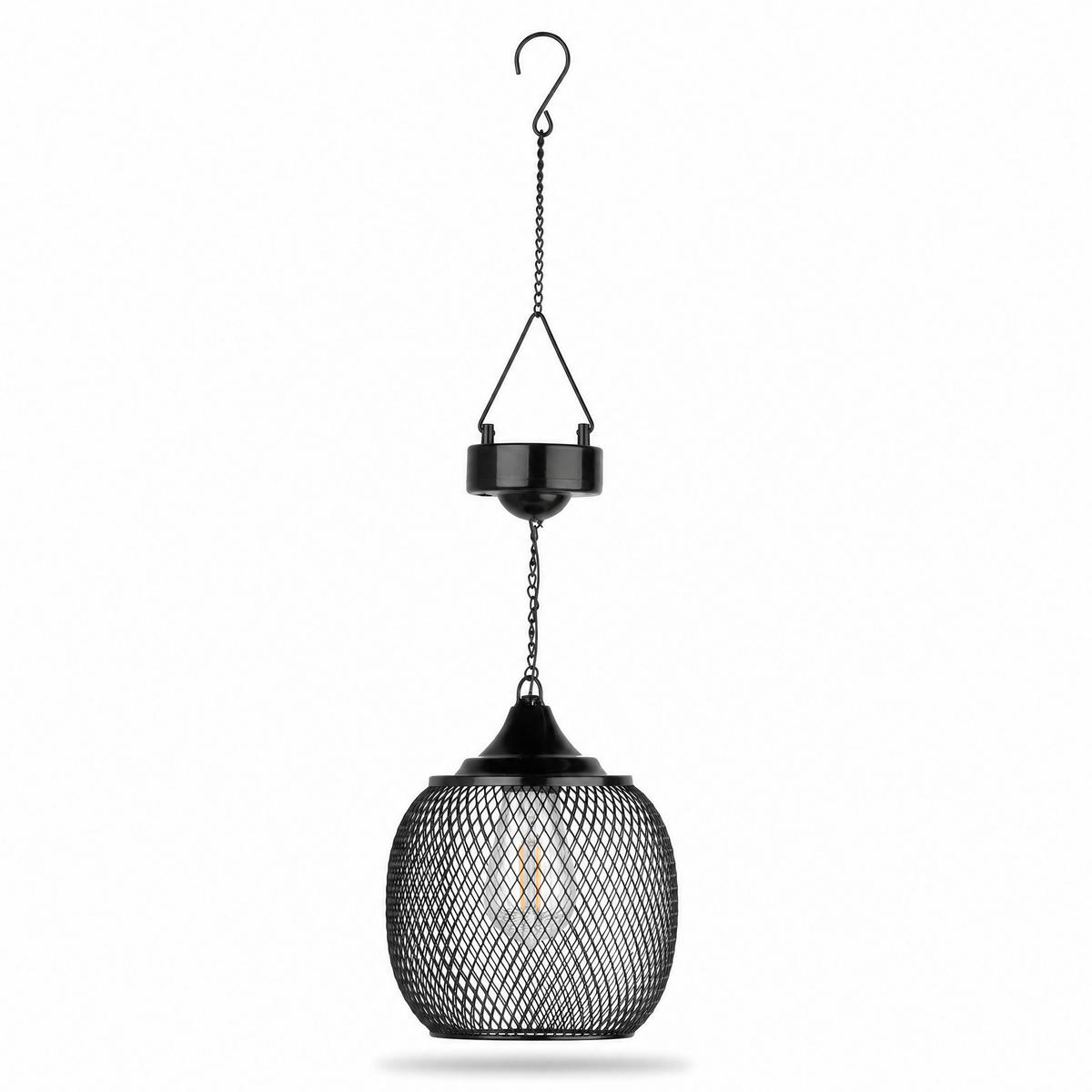 SOLAR-LED-HÄNGELATERNE - elegantes Metall-Mesh-Design mit warmweißem Licht und Dämmerungssensor für Garten und Terrasse - Weiß, Metall (15/15/50cm) - Northpoint
