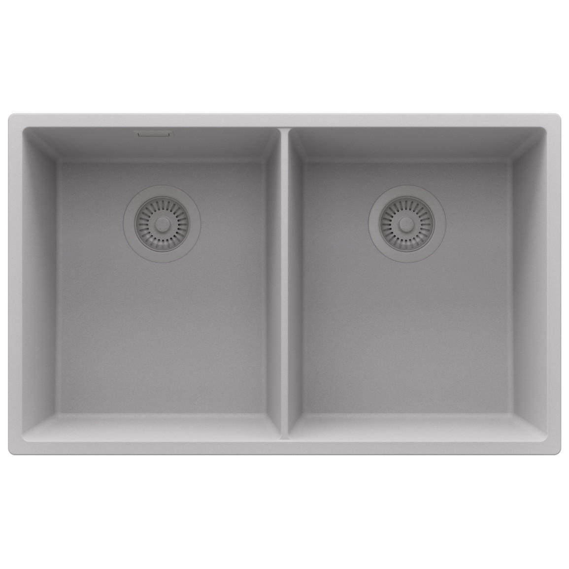 UNTERBAUSPÜLE GRANIT London Twin, 2-er set Grau 76/47 cm 2 Becken + Ablauf-Set ab 80er Unterschrank - Grau, Kunststoff (76/20/47cm) - Primagran