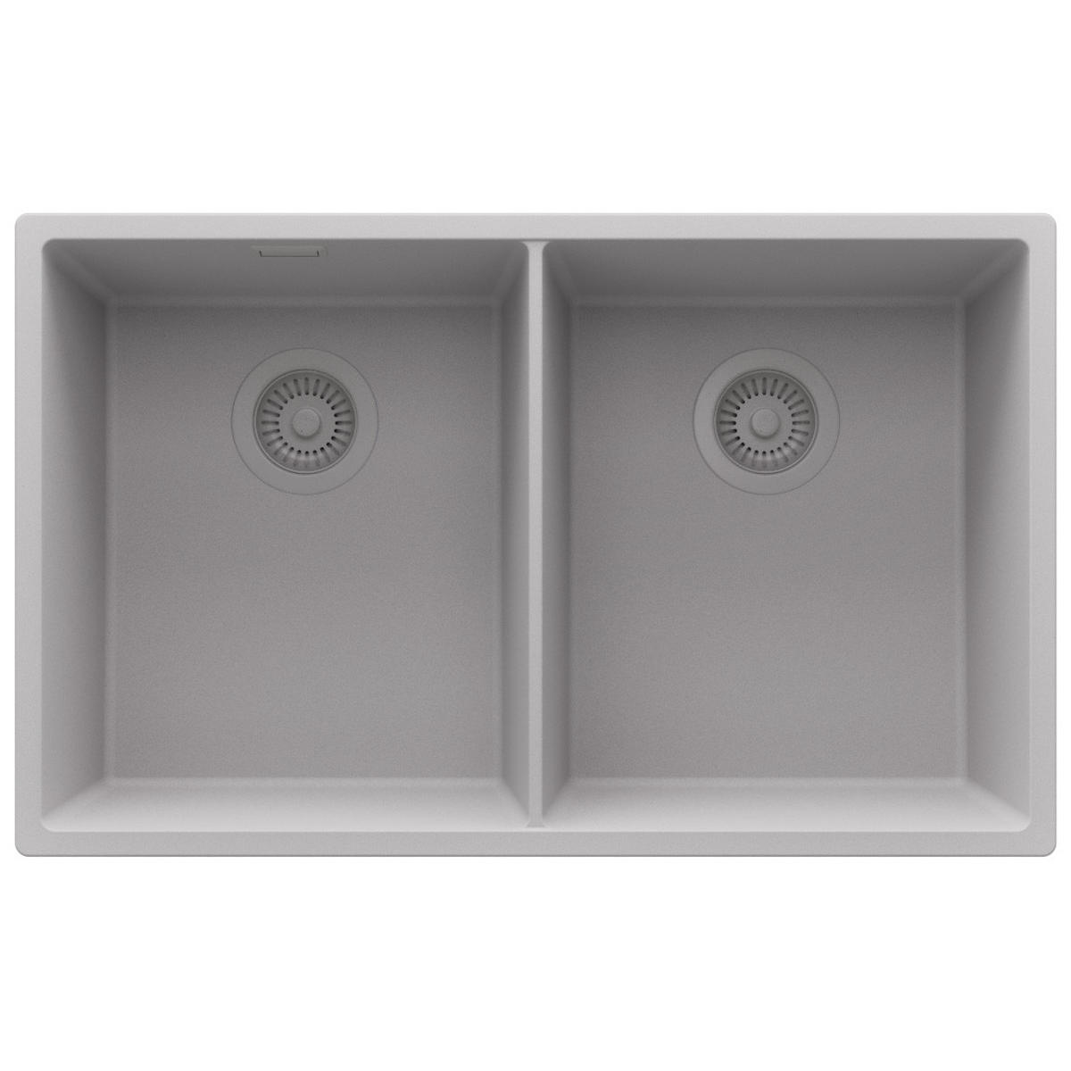 UNTERBAUSPÜLE GRANIT London Twin, 2-er set Grau 76/47 cm 2 Becken + Ablauf-Set ab 80er Unterschrank - Grau, Kunststoff (76/20/47cm) - Primagran