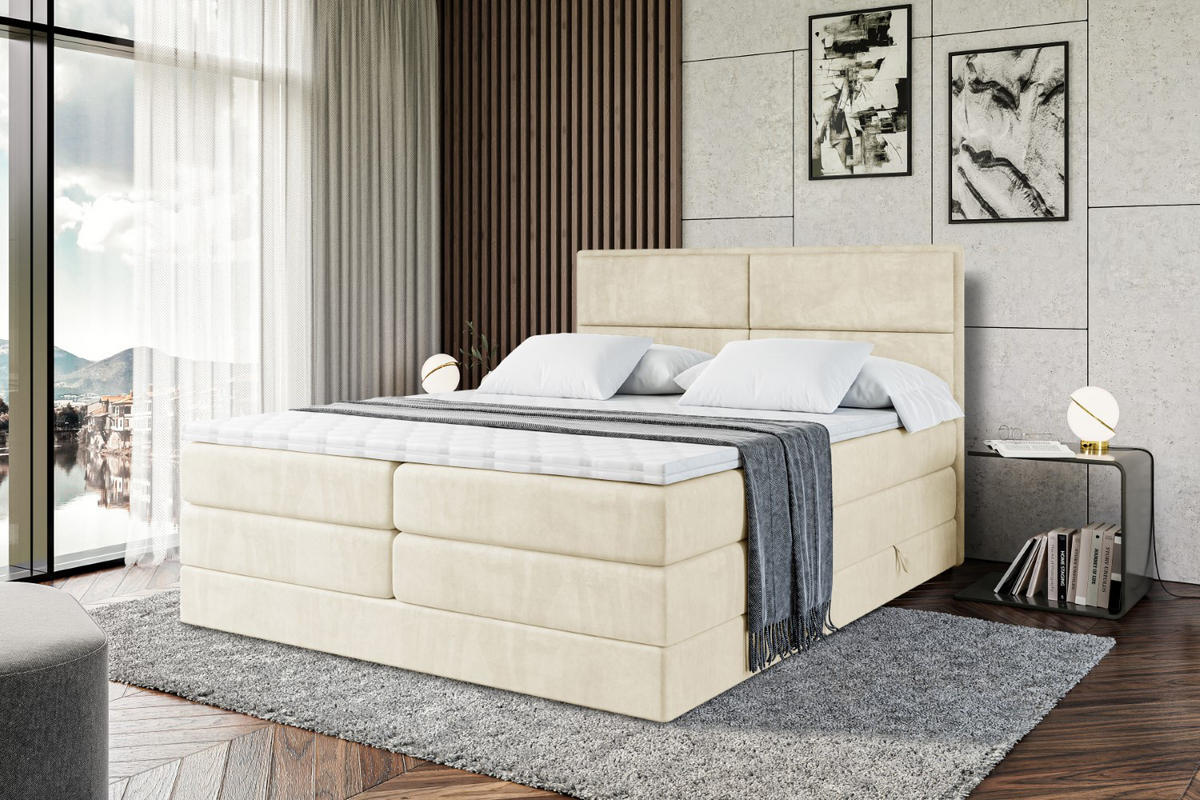 BOXSPRINGBETT AURA KING - 120 x 200 - H3/H4 - Beige - Beige, Holzwerkstoff (120/200cm) - ALTDECOR