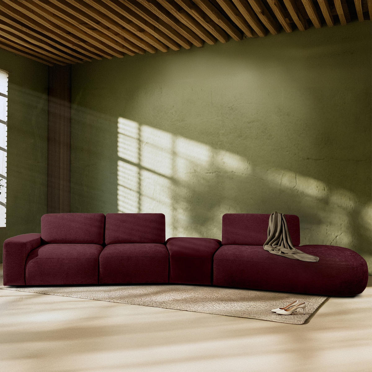 5-SITZER ECKSOFA ZUCCO Chenille rechts,Violett - Violett, Textil (430/84/105cm) - KONSIMO®