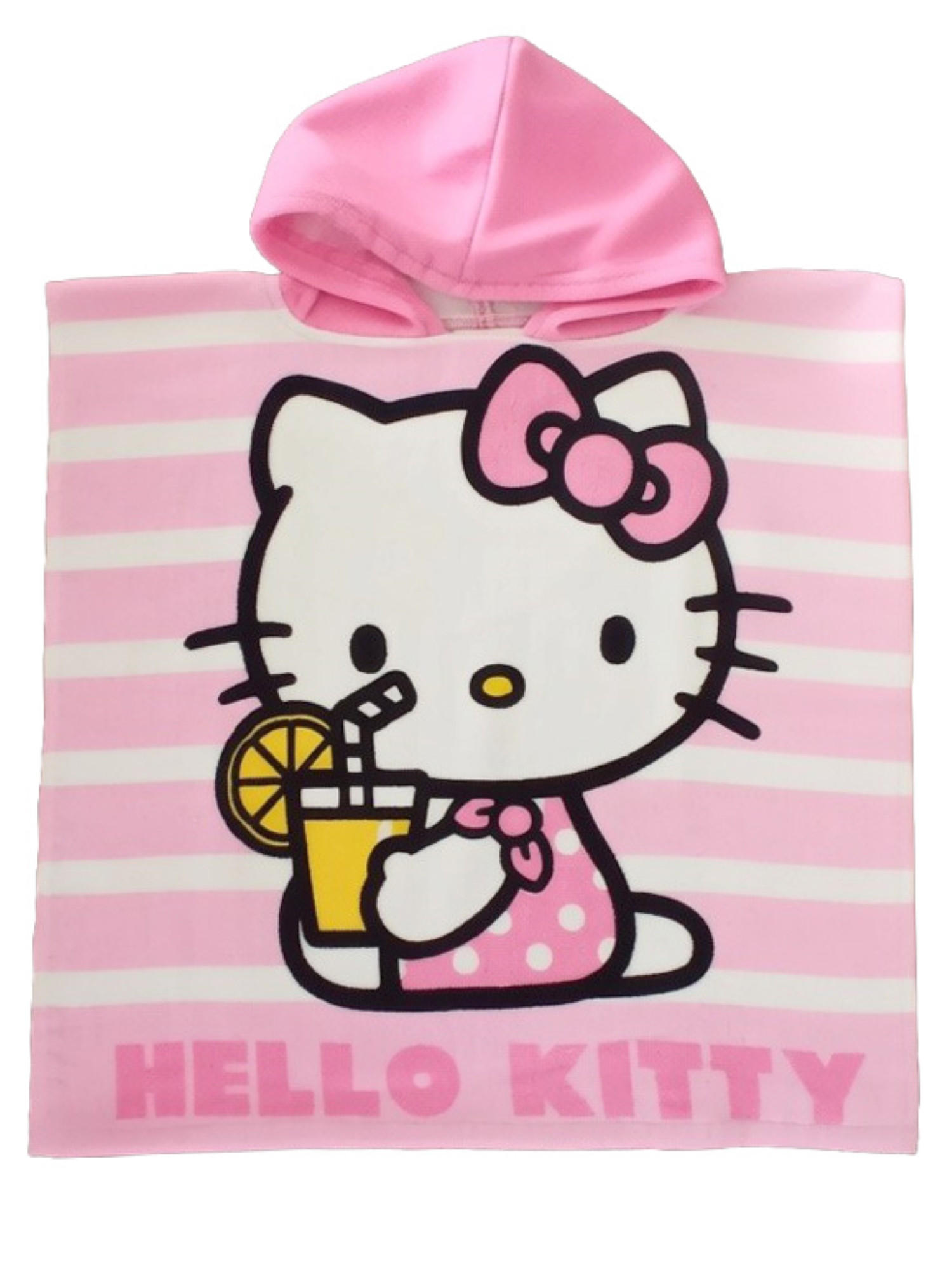 BADEPONCHO Hello Kitty Gestreift Rosa 50 x 100 cm - Rosa, Textil (Einheitsgrößenull) - Hello Kitty