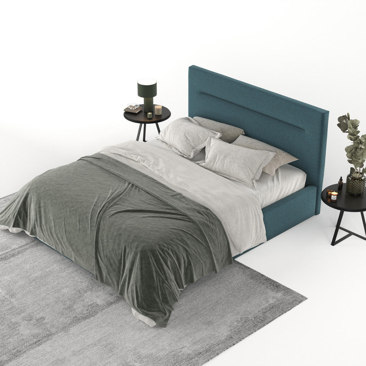 POLSTERBETT Liline 180/200 cm Türkis im Inari Stoff - Türkis/Schwarz, Holz/Holzwerkstoff (180/200cm) - AltaBeds