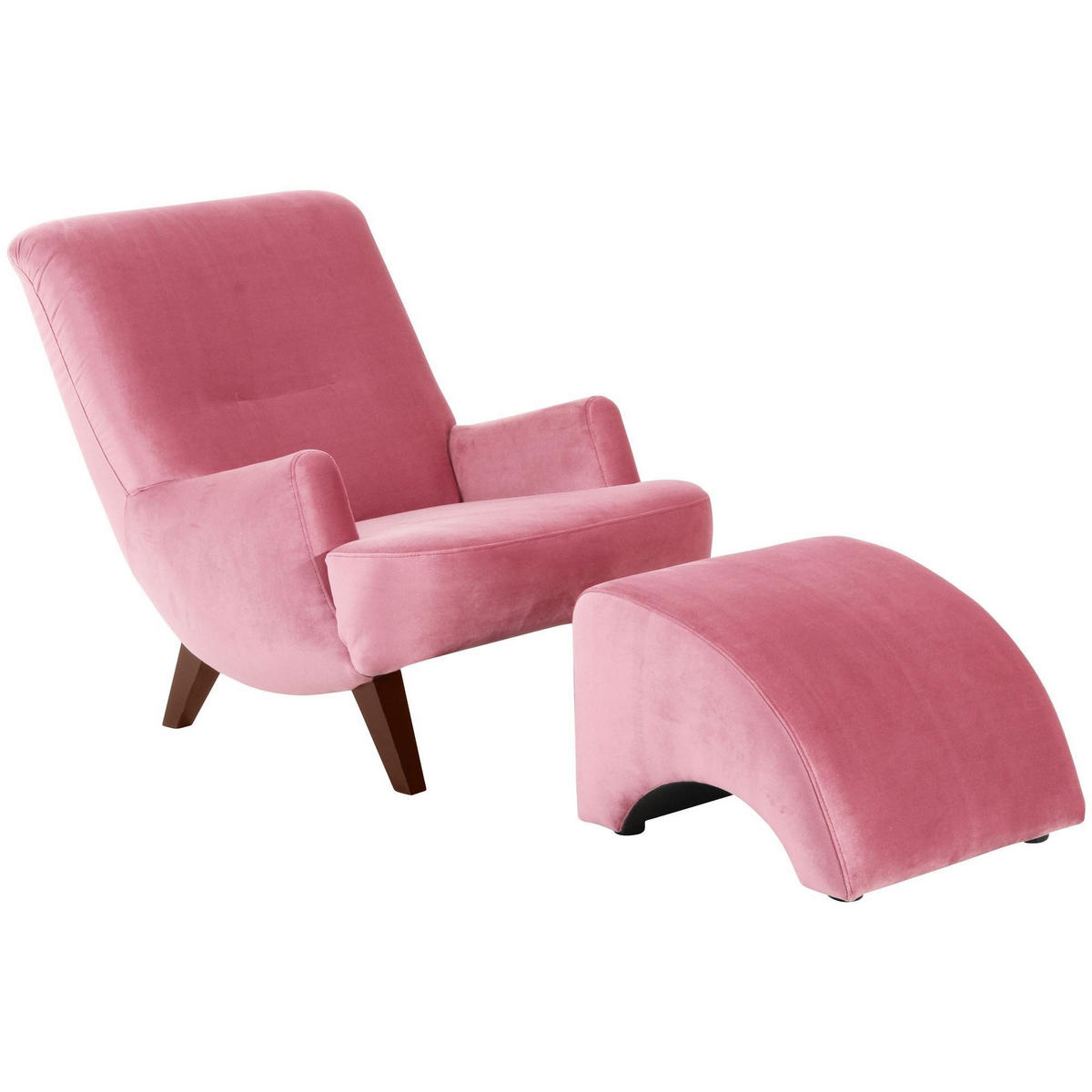 SESSEL Kajsa 71x80x101 Bezug Samtvelours Buche nussbaum/rosé - Pink/Nussbaumfarben, Kunststoff (101/80/71cm) - 58aufmkessel