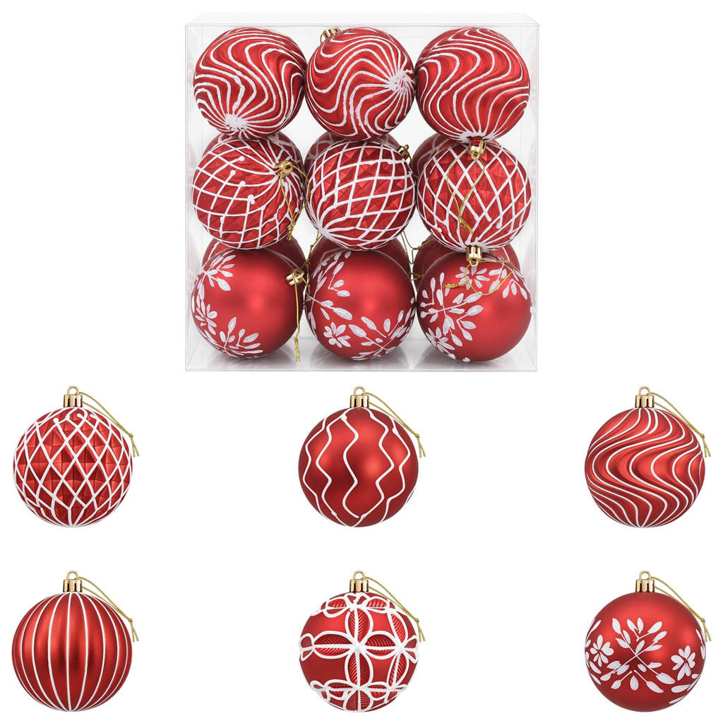 WEIHNACHTSKUGELSET XL 18 -teilig 8 cm Rot Polystyrol - Rot, Kunststoff (8/8/8cm) - vidaXL