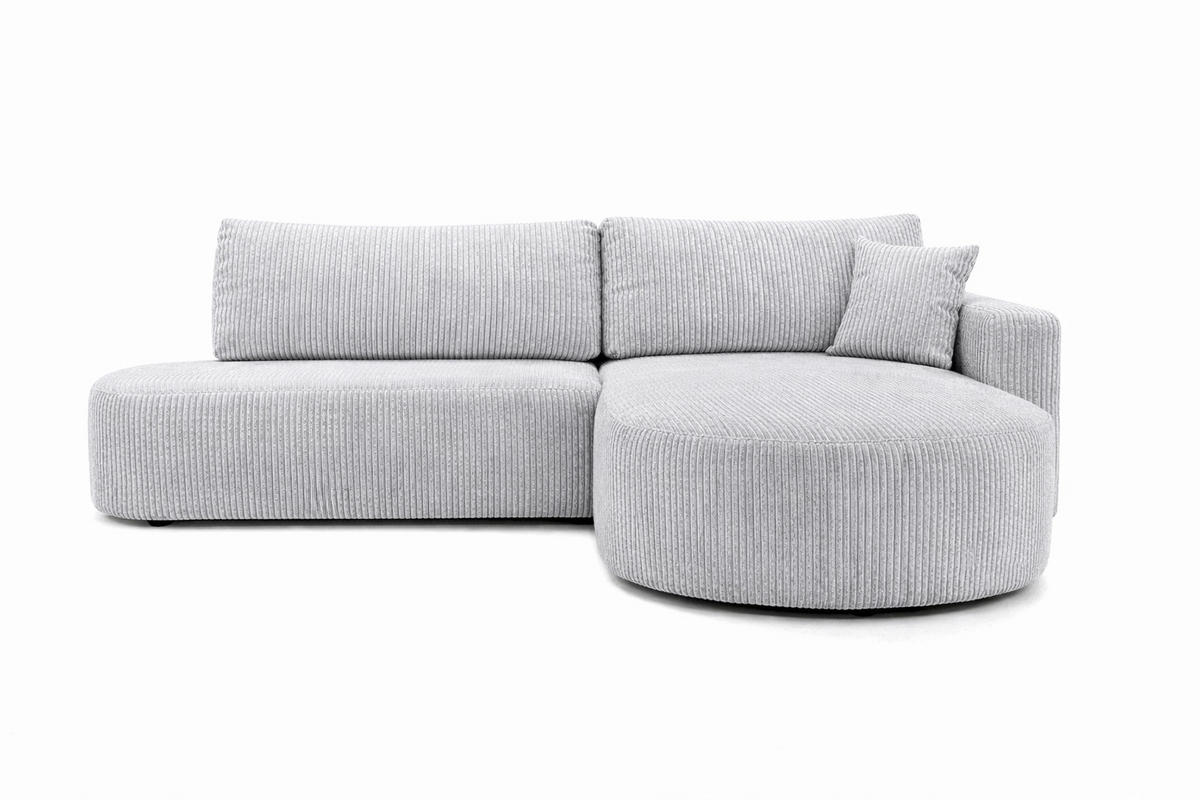ECKSOFA Mit Schlaffunktion Und Bettkasten, Cordstoff Poso, Hellgrau, Rechts, ROUND ONE OPEN XL - Hellgrau, Holz (262/175cm) - Kaiser Möbel