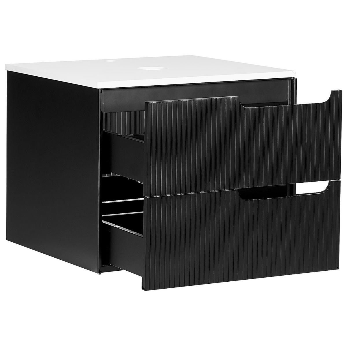 DULAP SUB LAVOAR montat pe perete 60 cm negru Quintela - negru, compozit lemnos (60/48/52cm) - Beliani