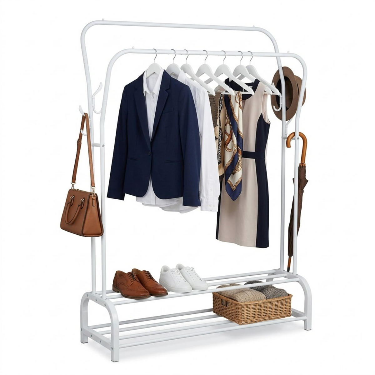 VĚŠÁK - bílá, kov/plast (110/146/33cm) - Relaxdays