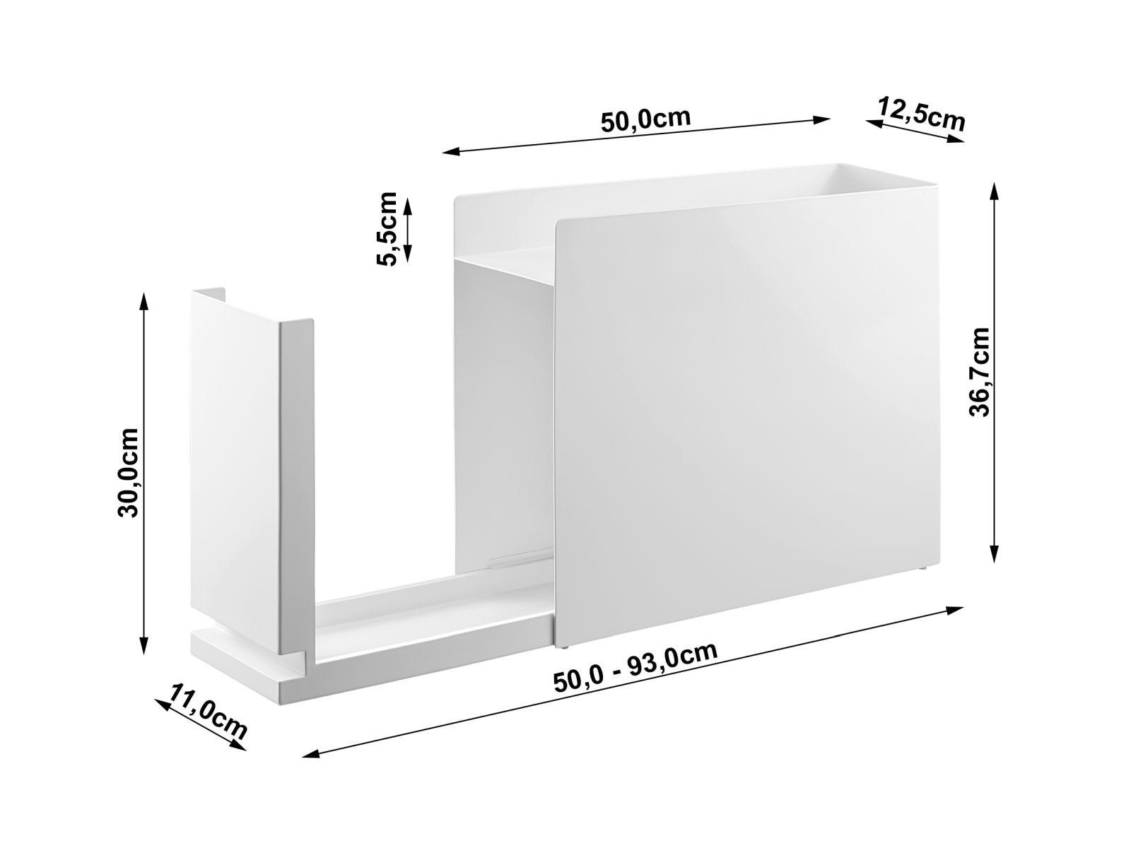 GEWÜRZREGAL Tower weiß mit 1 Schublade 12/37/50 cm - Weiß, Metall (12/37/50cm) - Yamazaki