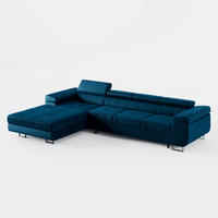 ECKSOFA VEMO CORE PLUS Links Dunkelblau Velours-Stoff mit Schlaffunktion und Bettkasten - Dunkelblau, Holz/Metall (350/205cm) - Barchello