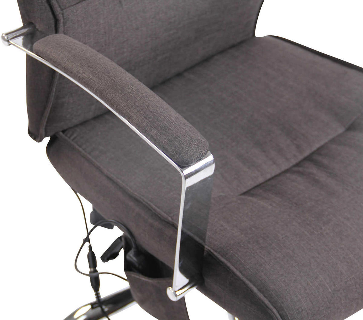 CHEFSESSEL Stoff dunkelgrau - Chromfarben/Dunkelgrau, Textil/Metall (63/114/72cm) - CLP