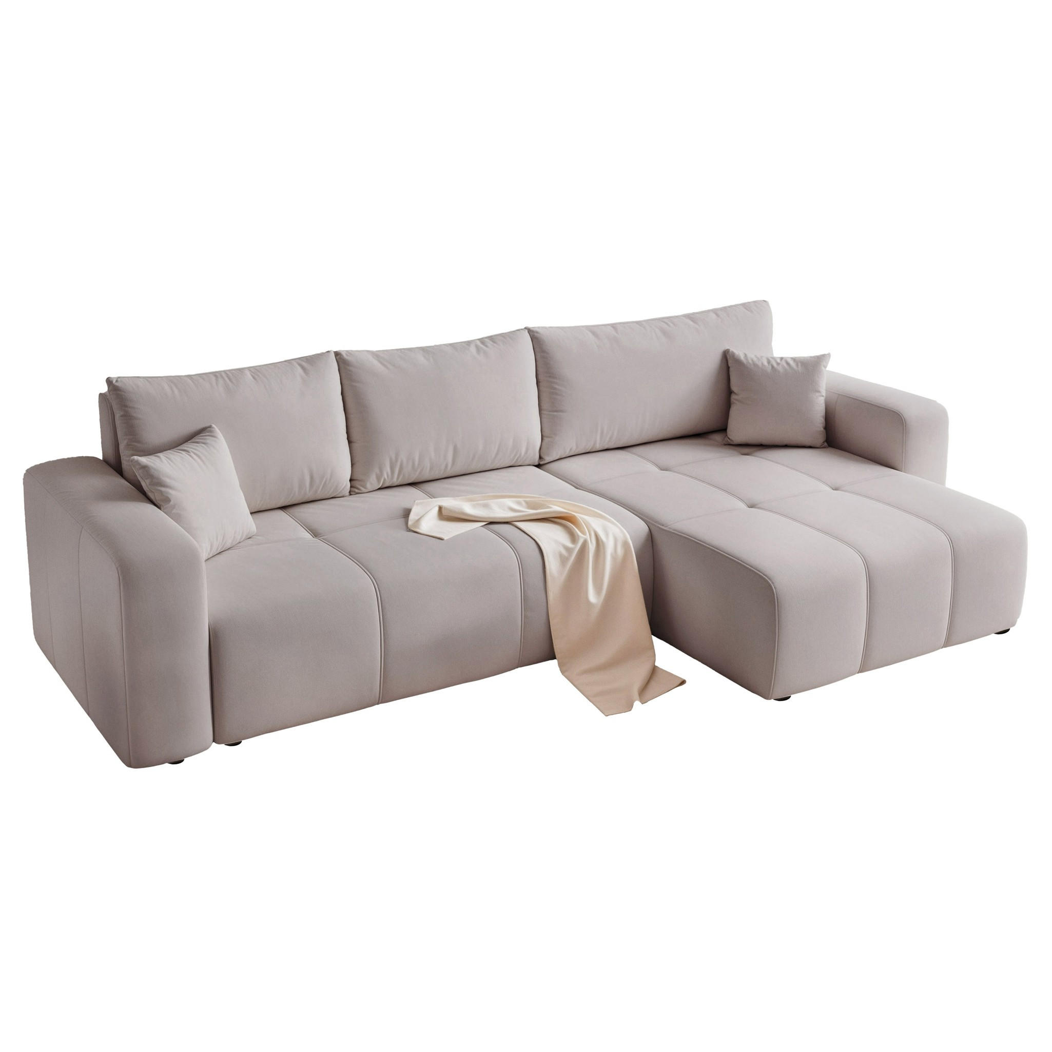 Fun Möbel Ecksofa Hellgrau 278x145 cm