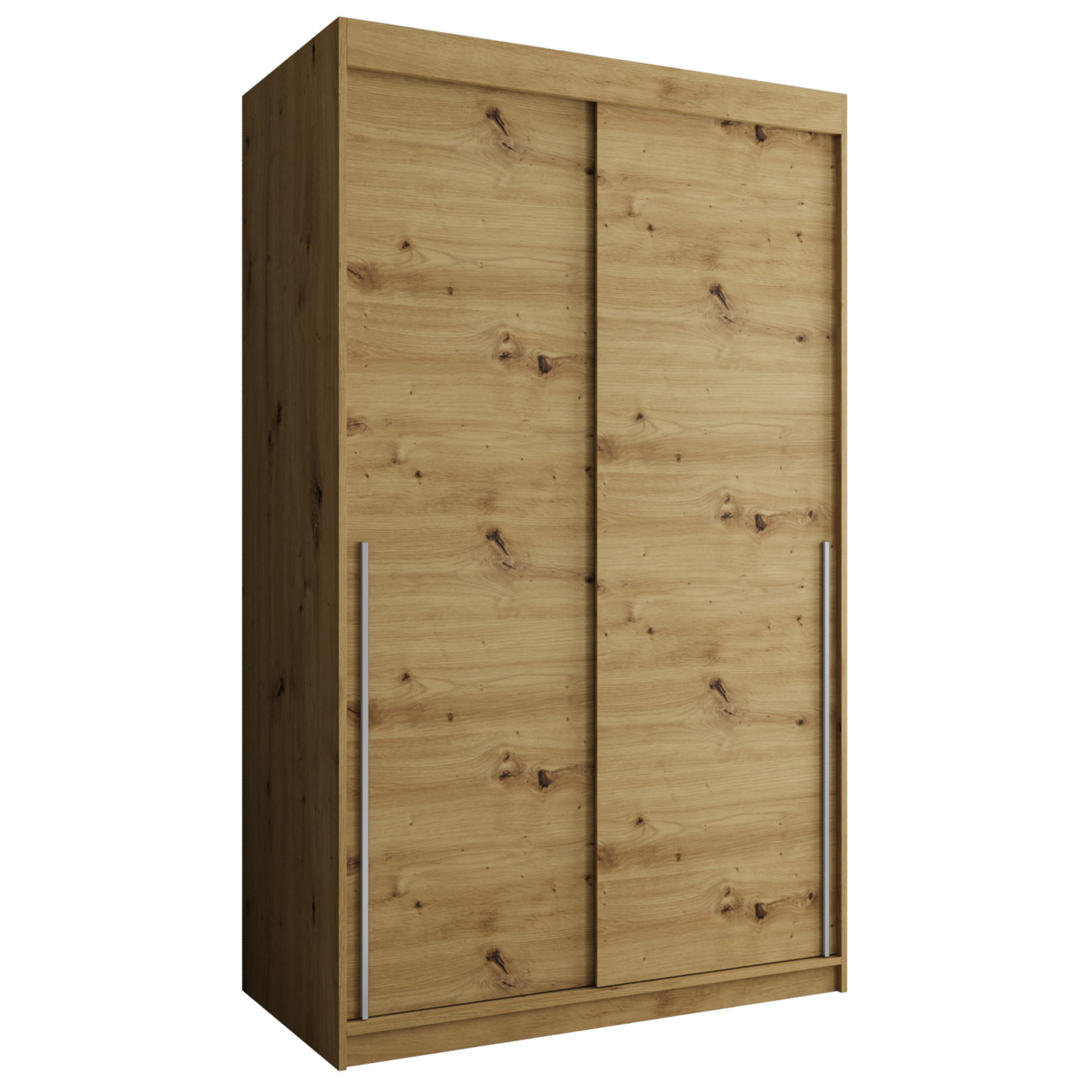 SCHIEBETÜRENSCHRANK 120 cm Breite Artisan mit silbernem Griff - Silberfarben/Eiche Artisan, Holzwerkstoff (120/200/62cm) - Home Collective