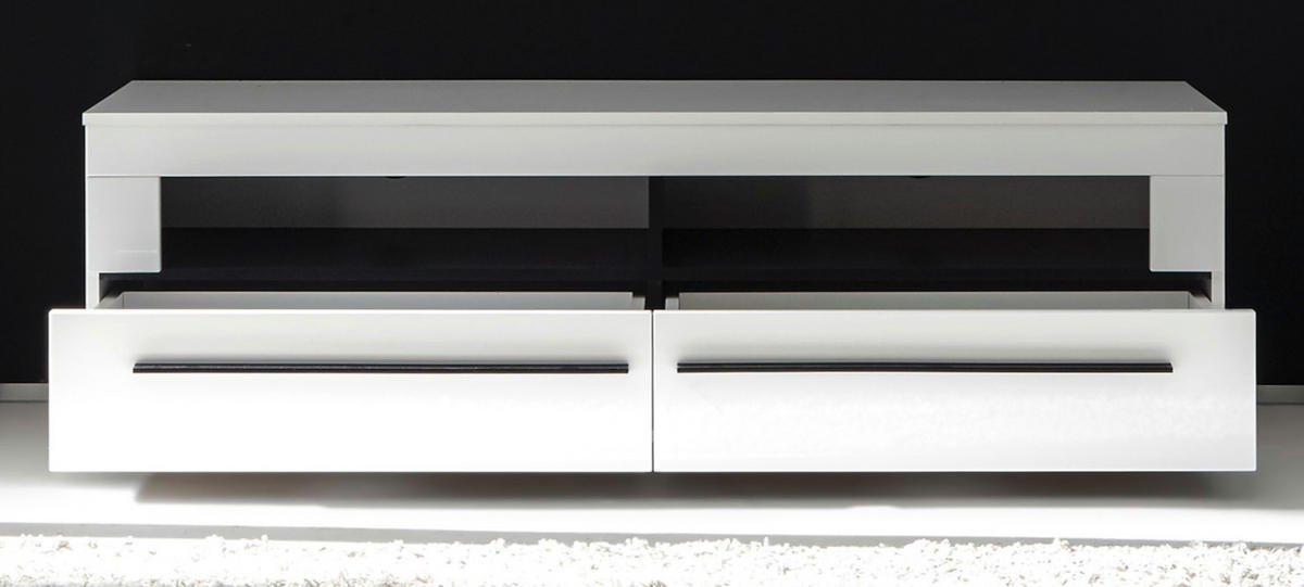 TV-LOWBOARD weiß Hochglanz 180 cm, TV Unterschrank mit Soft-Close - Weiß Hochglanz/Schwarz, Holzwerkstoff/Kunststoff (180/47/42cm) - Furn.Design