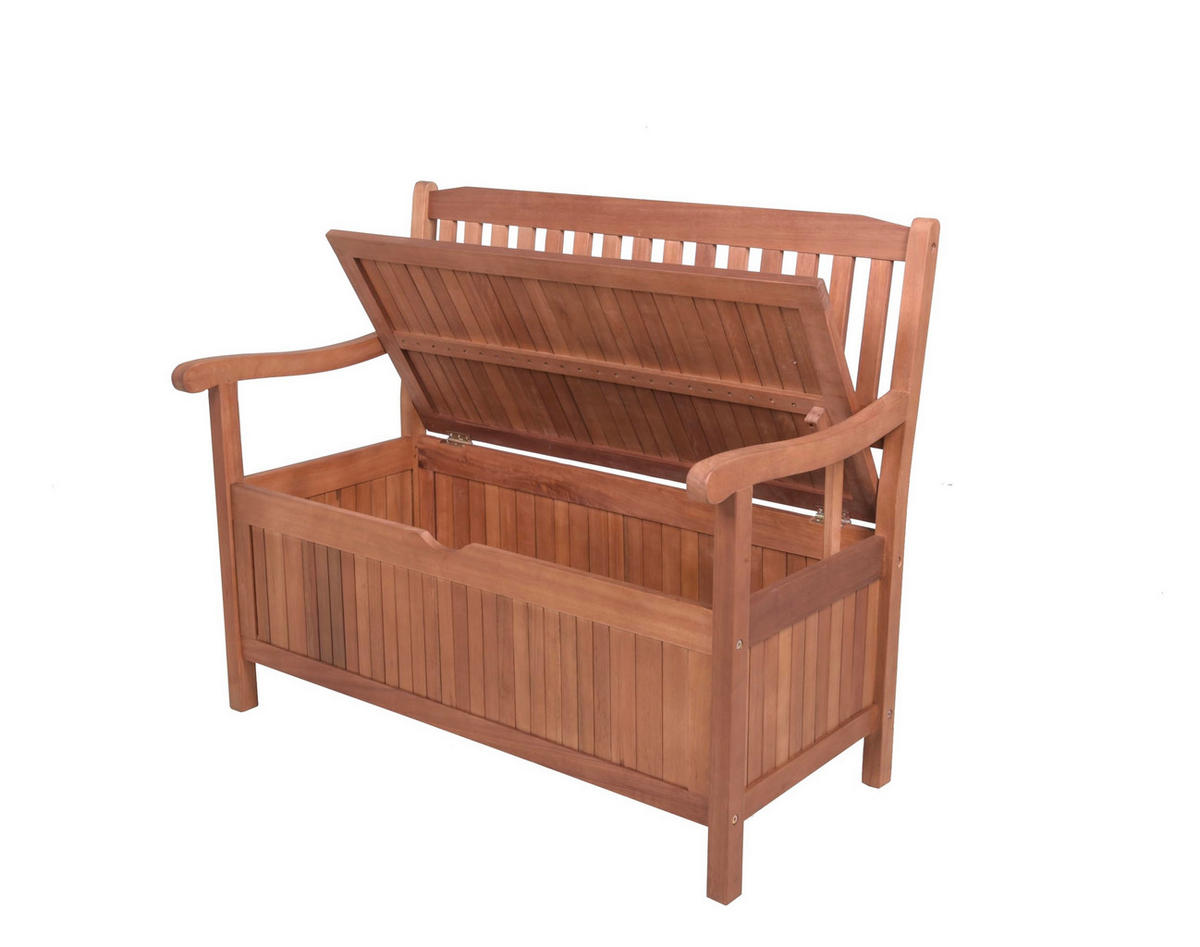 GARTENBANK Rennes 2-Sitzer mit Staufach Terrassenbank - Braun, Holz (107/90/59cm) - DELUKE