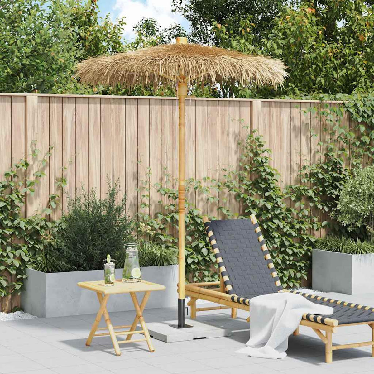TIKI-SCHIRM Mit Bananenblatt-Dach 150 Cm Bambus - Braun, Naturmaterialen (150/150cm) - vidaXL