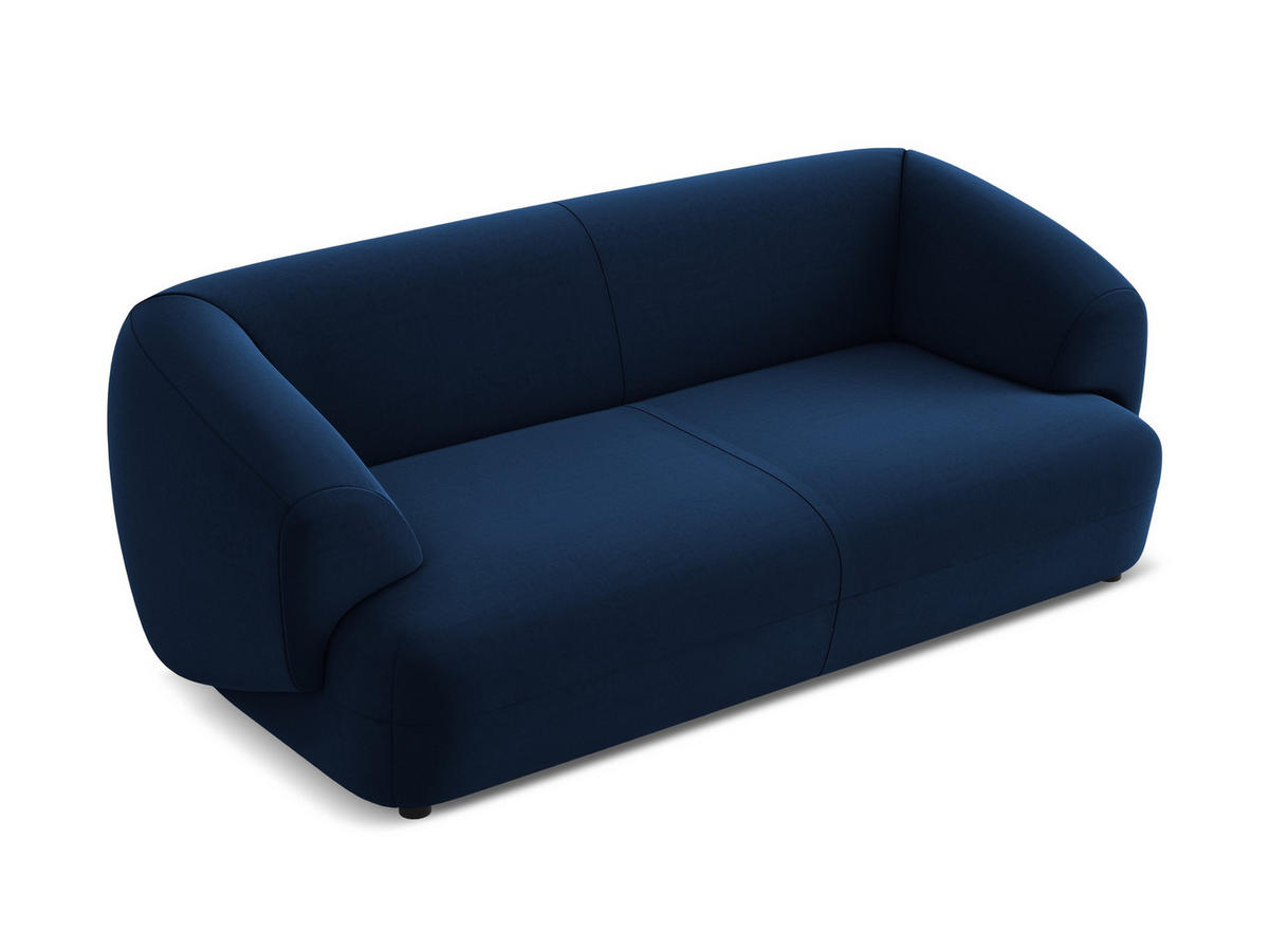 3-SITZER SOFA Samt Stoff Blau - Blau/Schwarz, Kunststoff/Textil (212/81/98cm) - Makamii